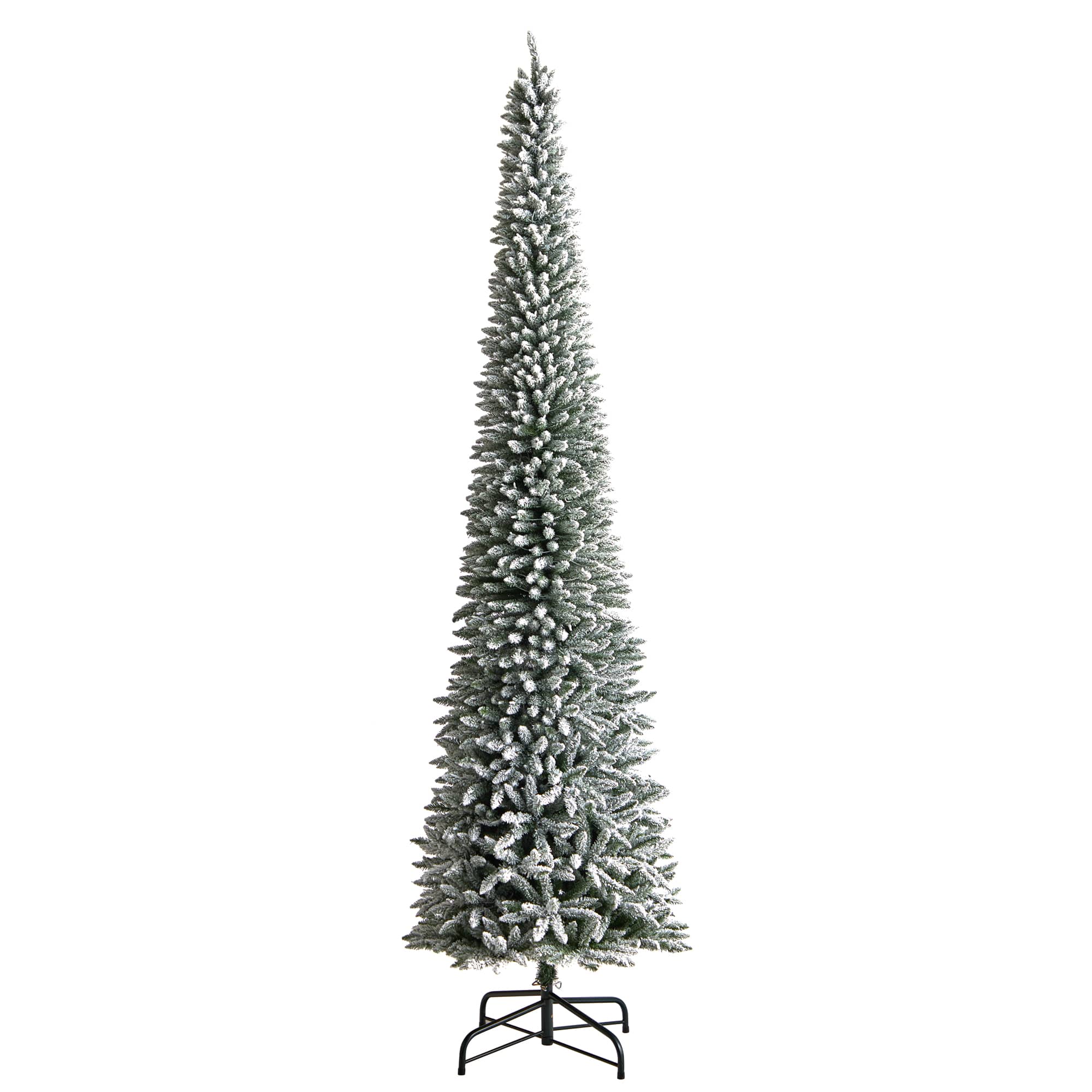12ft. Pre-Lit Flocked Artificial Pencil Christmas Tree, Clear Lights