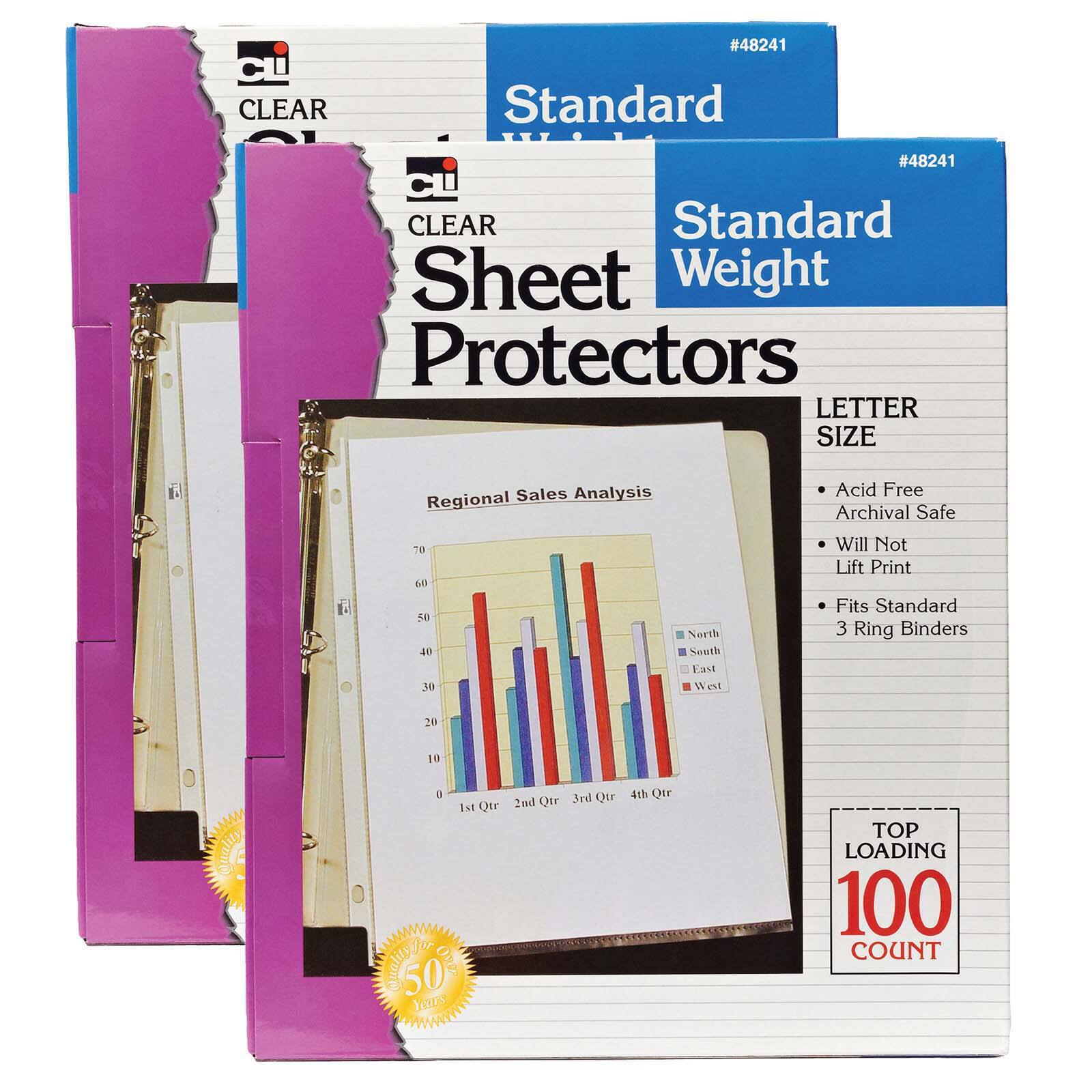 Charles Leonard Clear Sheet Protectors, 2 Packs of 100
