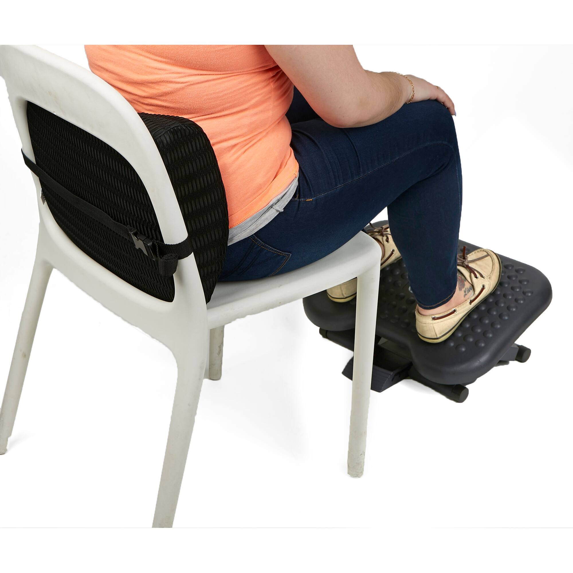 Mind Reader Black Lumbar Support Back Cushion & Foot Rest Set