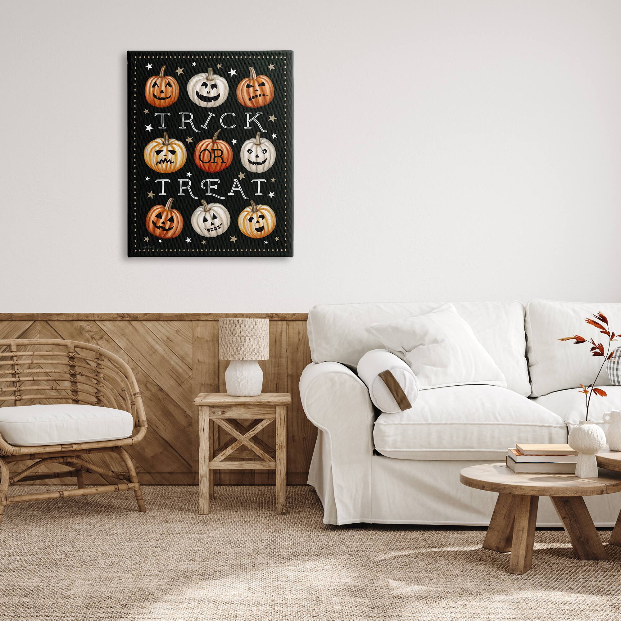 Stupell Industries Trick Or Treat Jack-o-Lanterns Canvas Wall Art