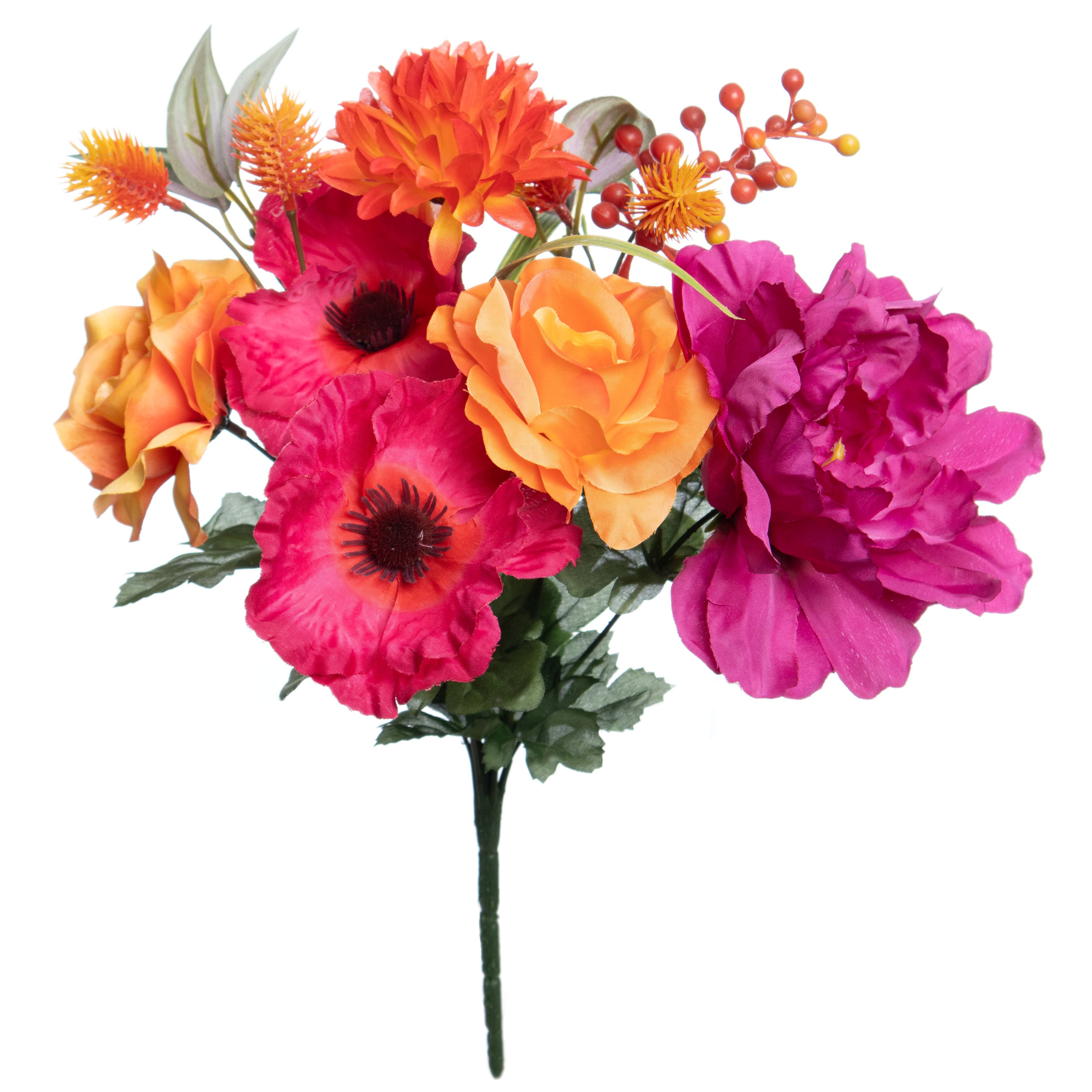 14&#x22; Pink &#x26; Coral Rose &#x26; Poppy Mix Mixed Bush by Ashland&#xAE;