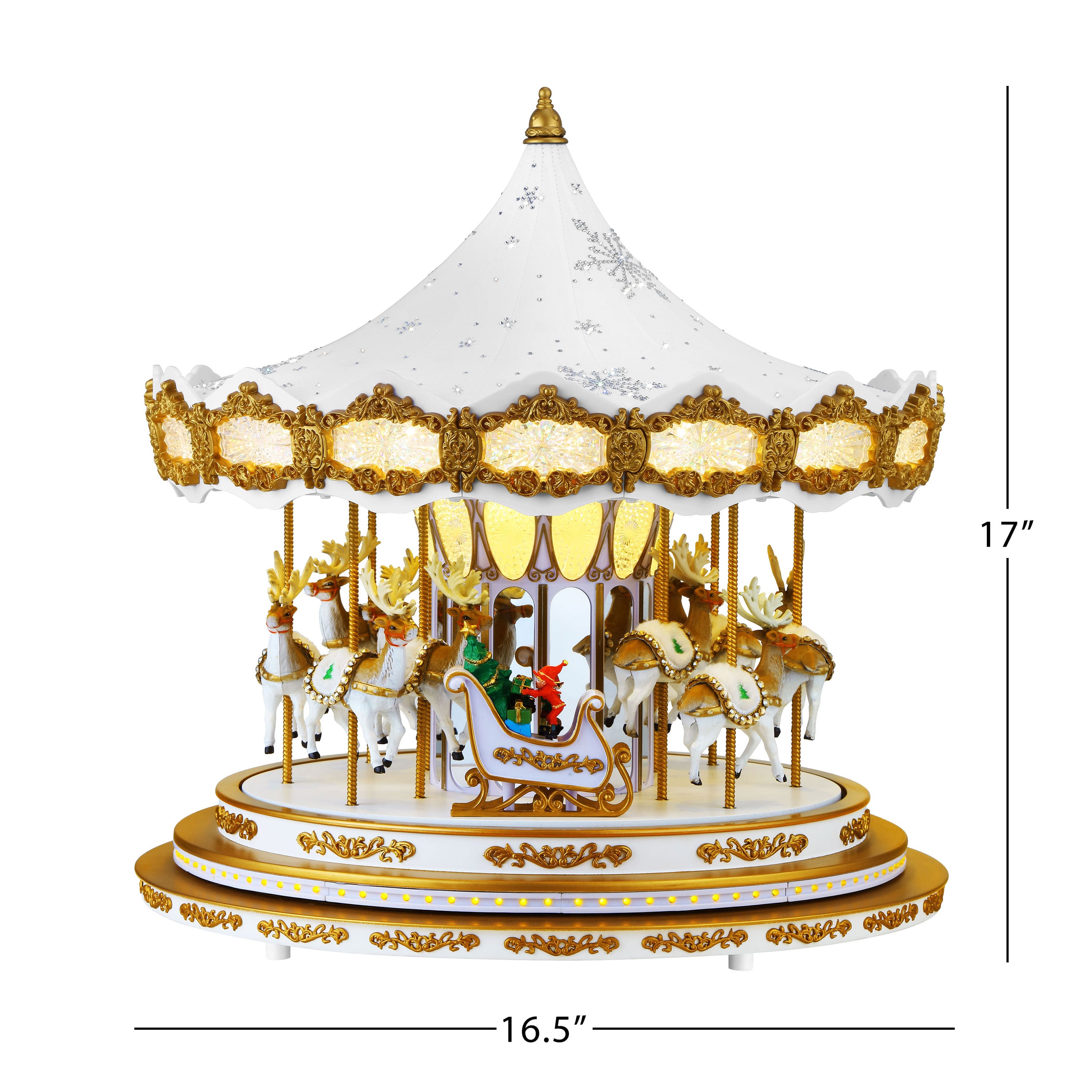 90th Anniversary Collection 17&#x22; White Animated &#x26; Musical LED Crystal Carousel Accent