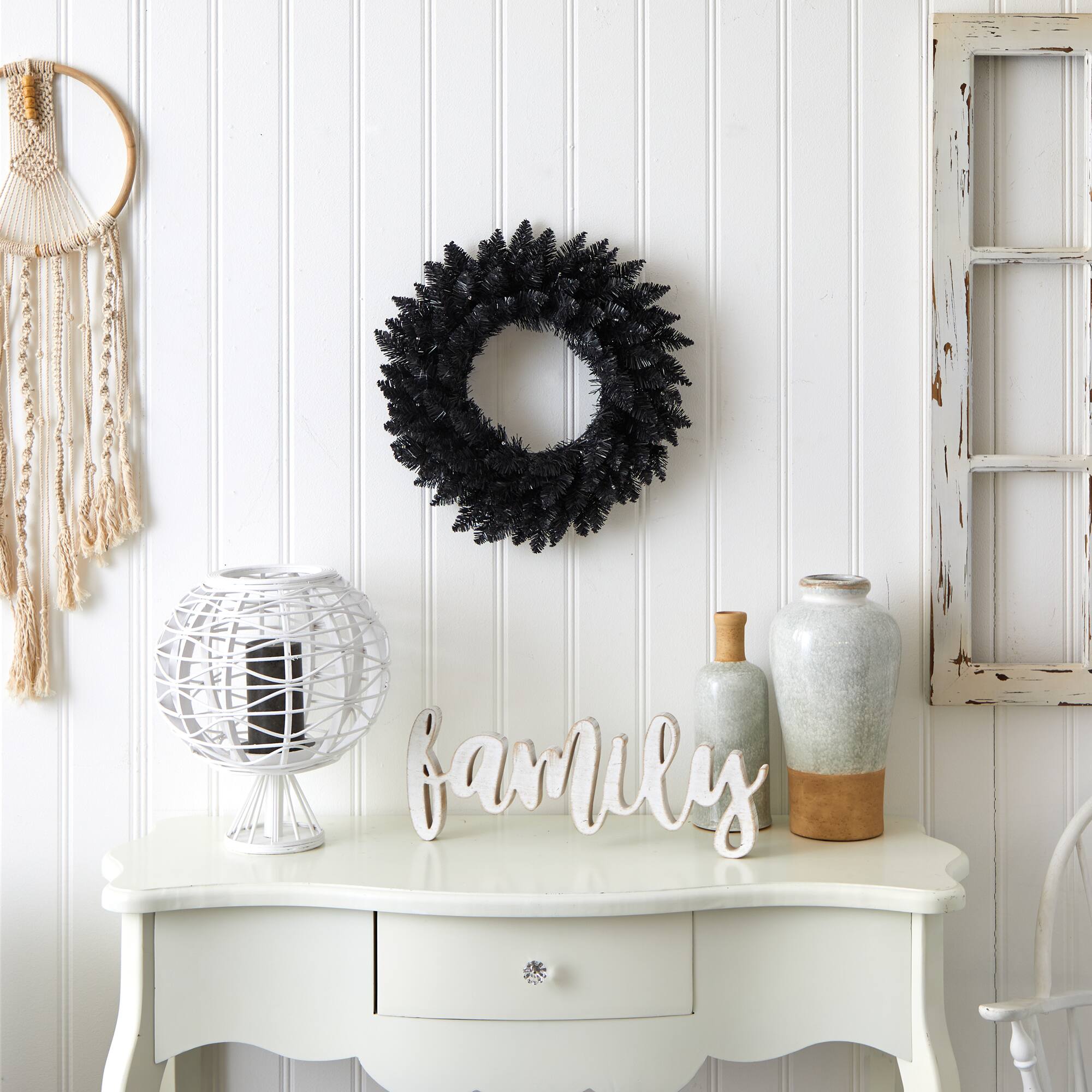 18" LED Black Artificial Wreath Michaels