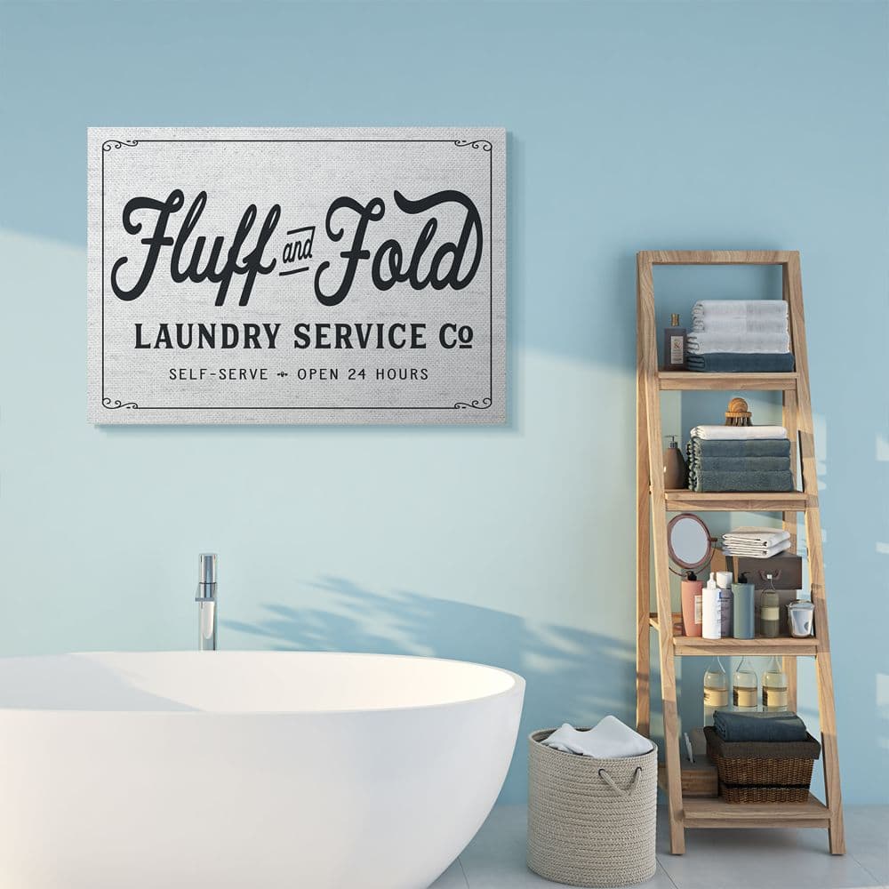 Stupell Industries Fluff and Fold Laundry Room Vintage Country Sign Canvas Wall Art