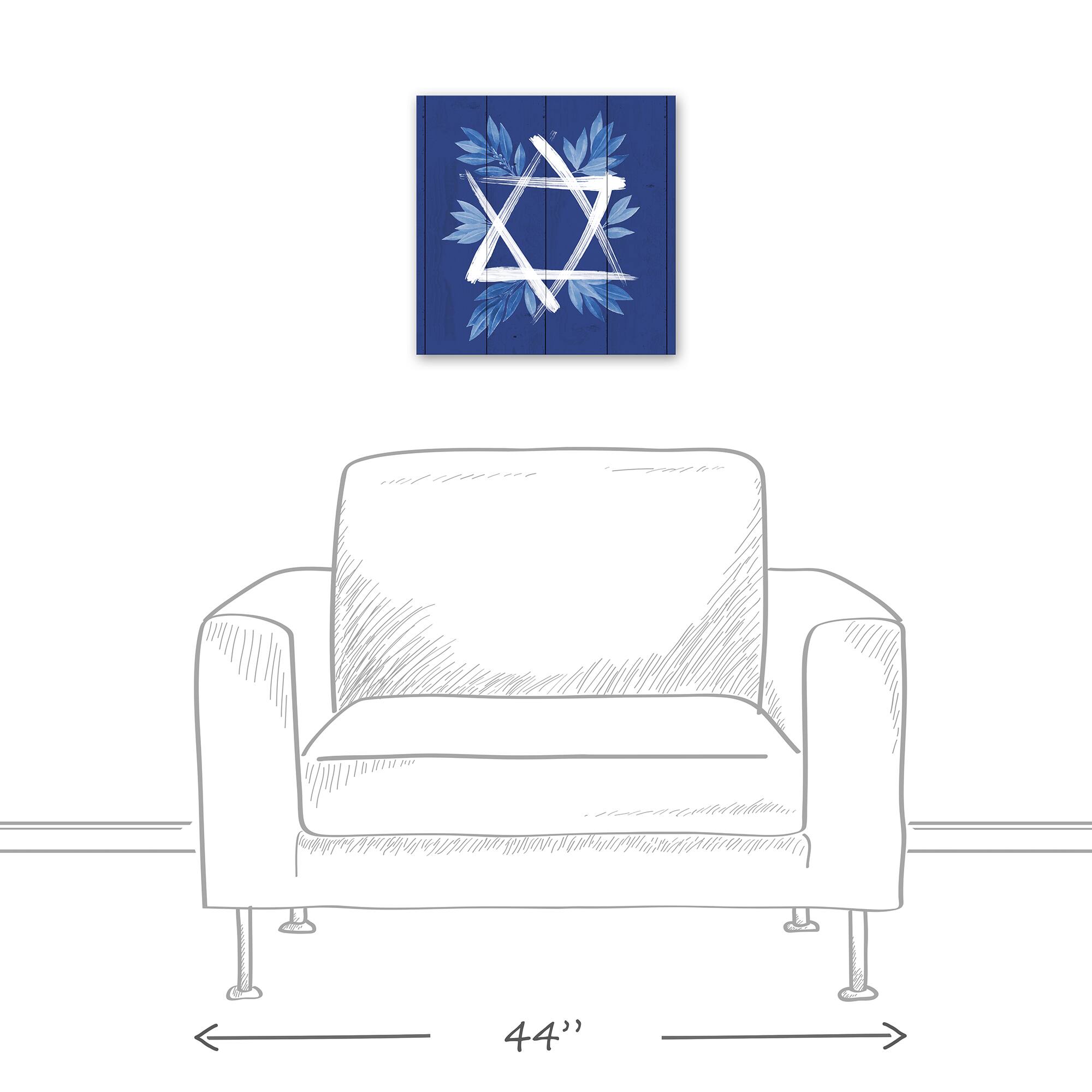 Botanical Star David 16x16 Canvas Wall Art