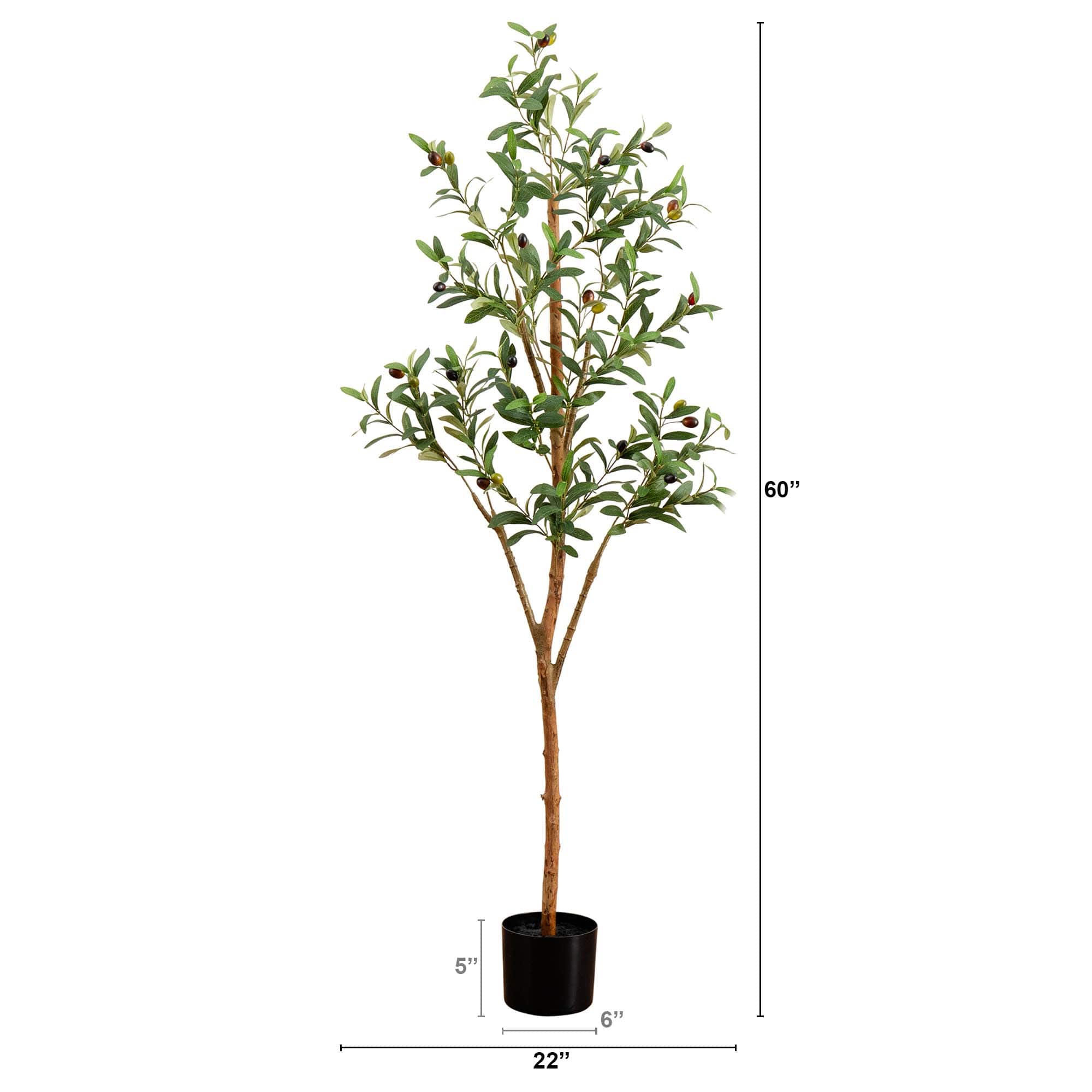 5ft. Potted Artificial Olive Tree with Natural Trunk