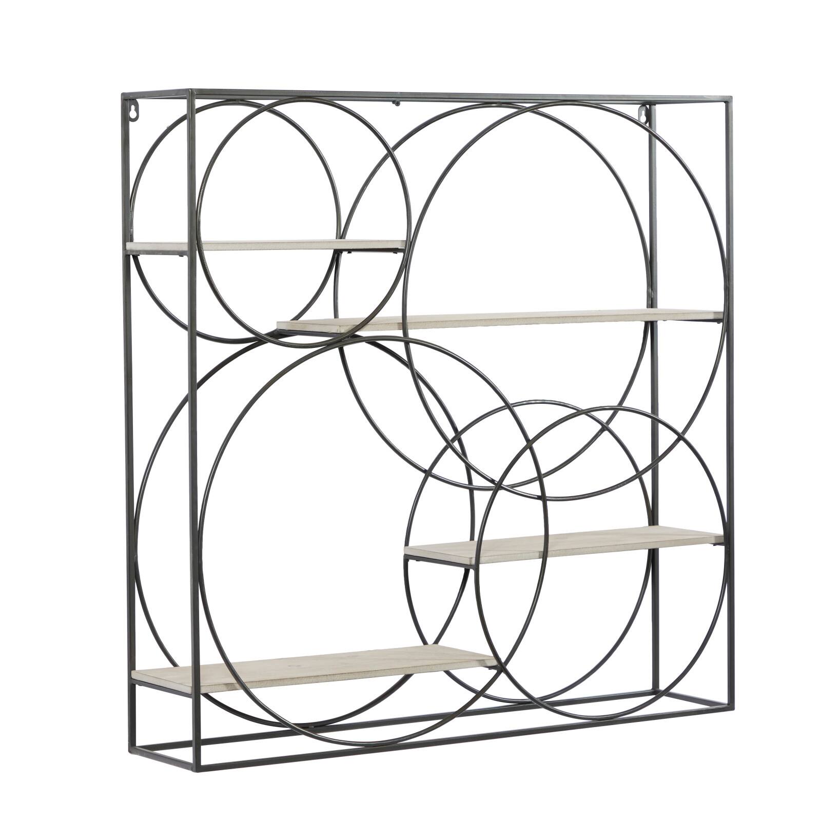 Gray Metal Contemporary Wall Shelf, 32&#x22; x 32&#x22; x 7&#x22;