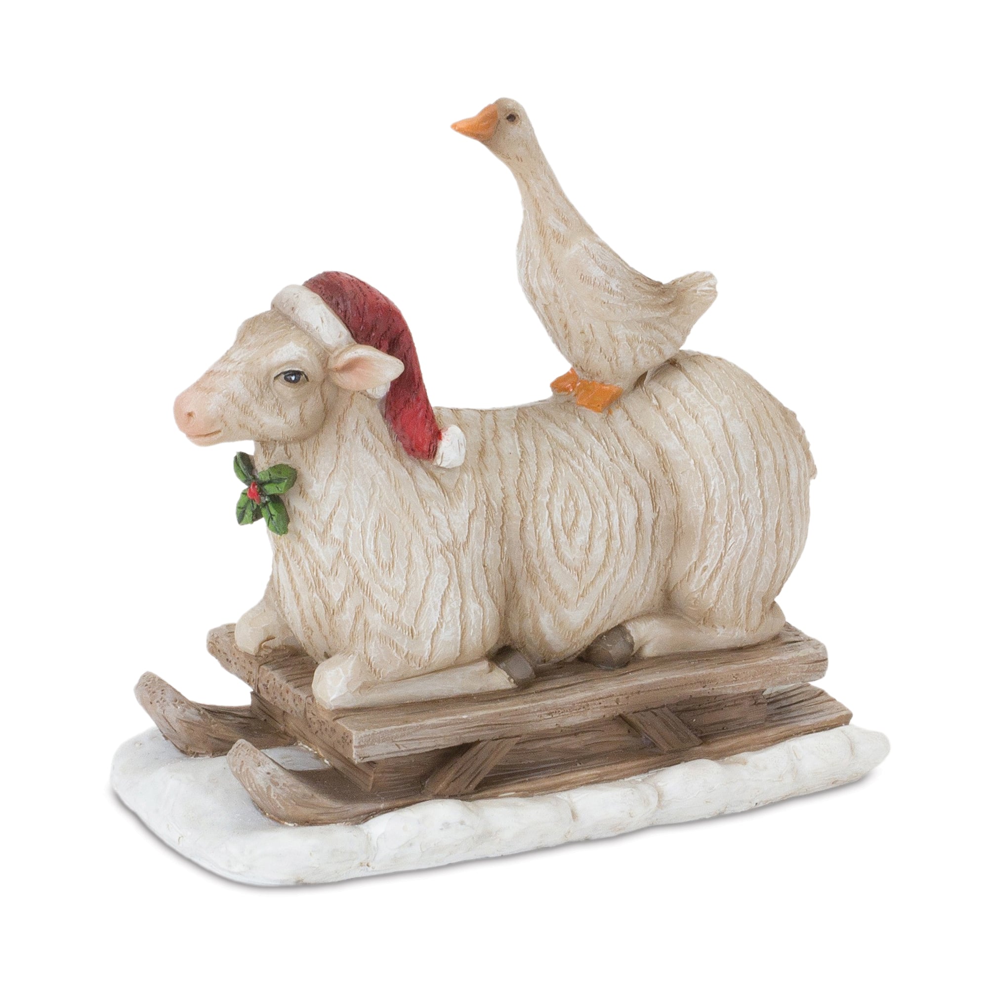 Farmhouse Santa on Sled Figurine Set