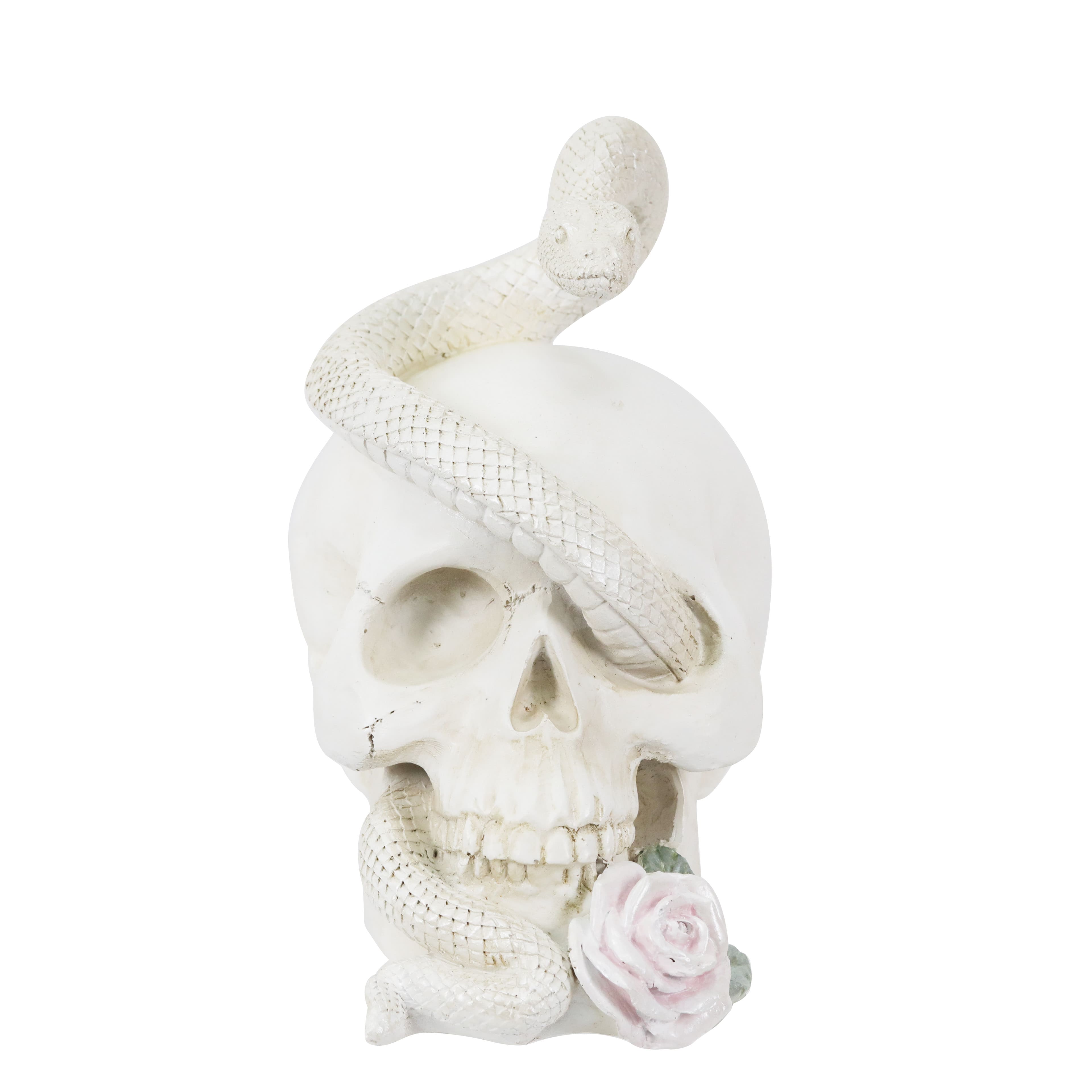 8&#x22; Skull with Snake &#x26; Flower Tabletop D&#xE9;cor by Ashland&#xAE;