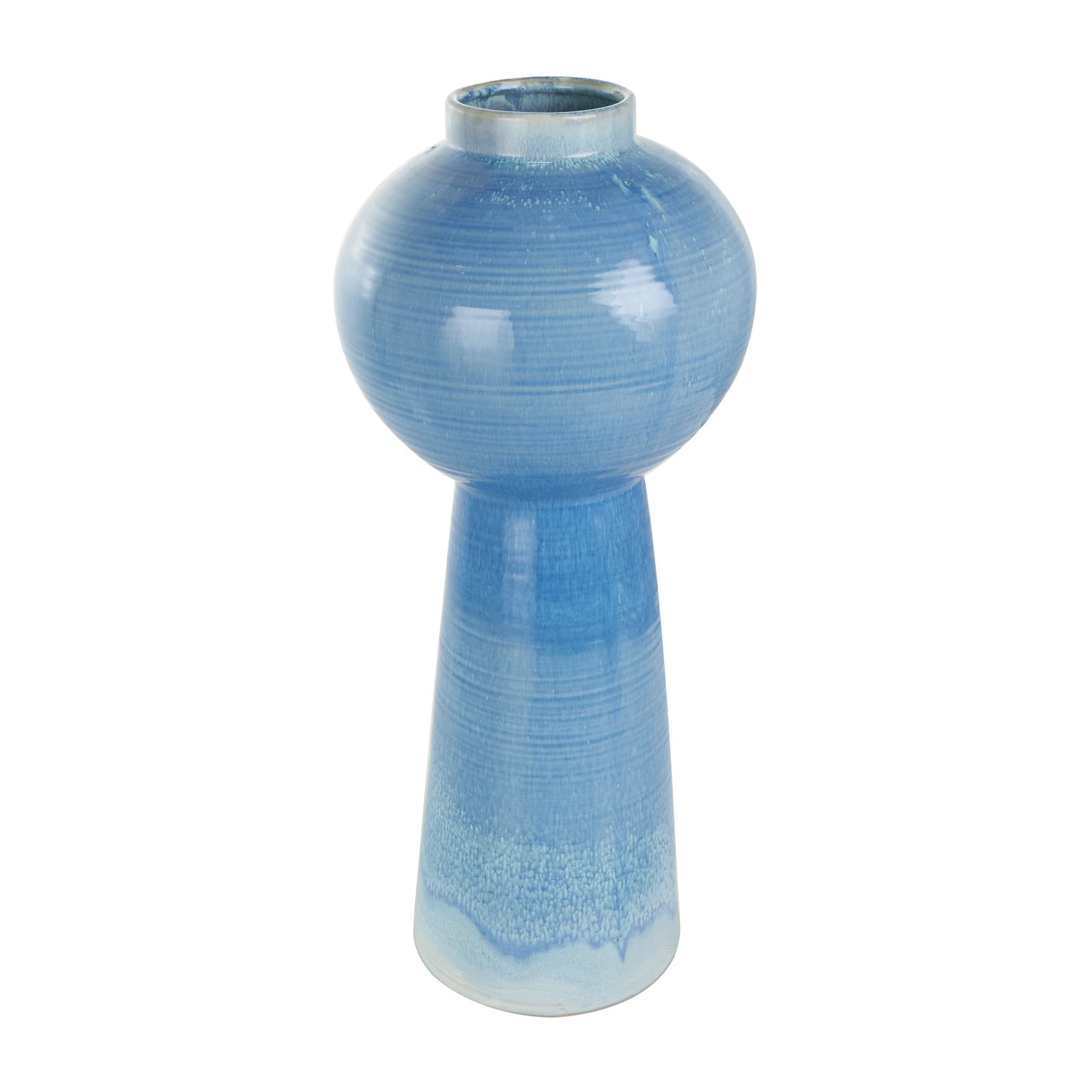 21&#x22; Blue Ceramic Bubble Inspired Ombre Vase