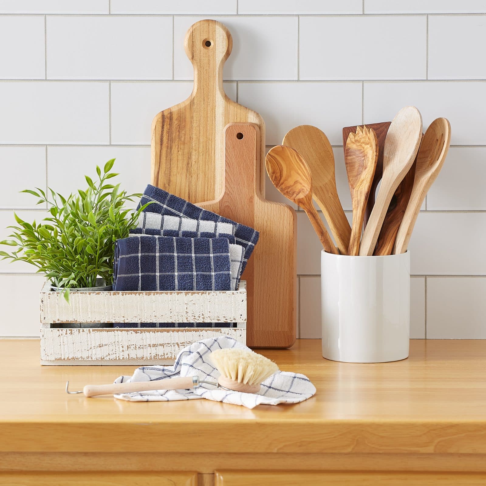 DII® French Blue Combo Windowpane Dishcloths, 6ct.