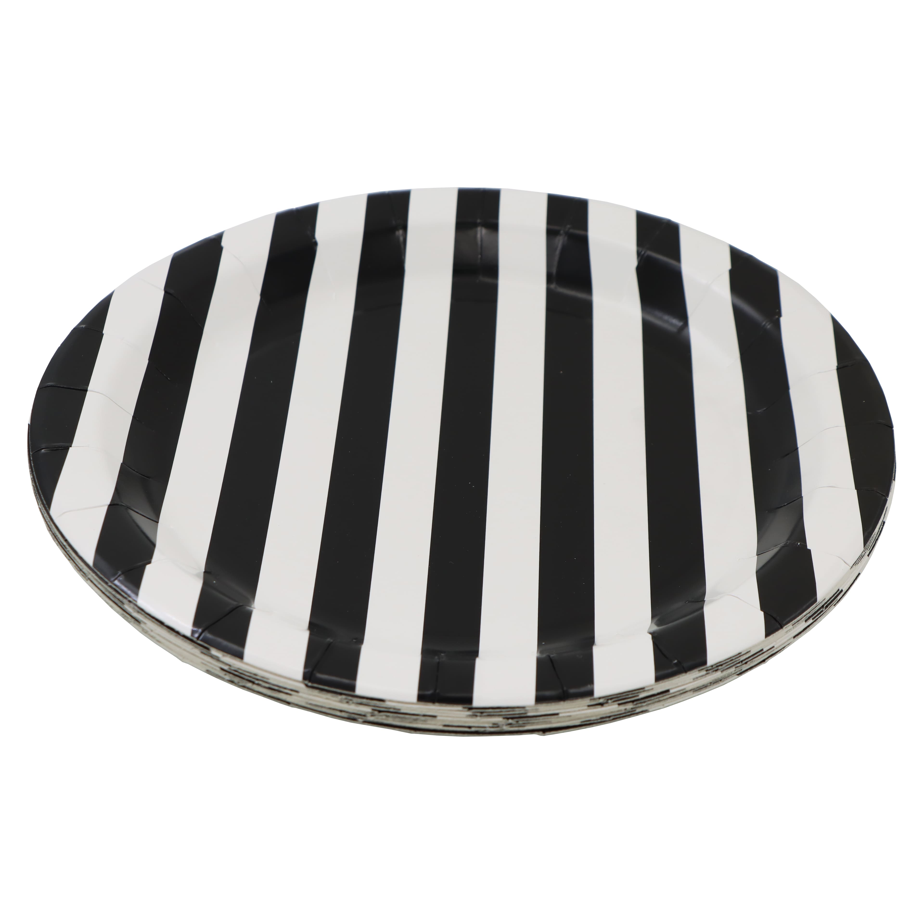 9&#x22; Black &#x26; White Stripes Dinner Plates, 10ct. by Celebrate It&#x2122;