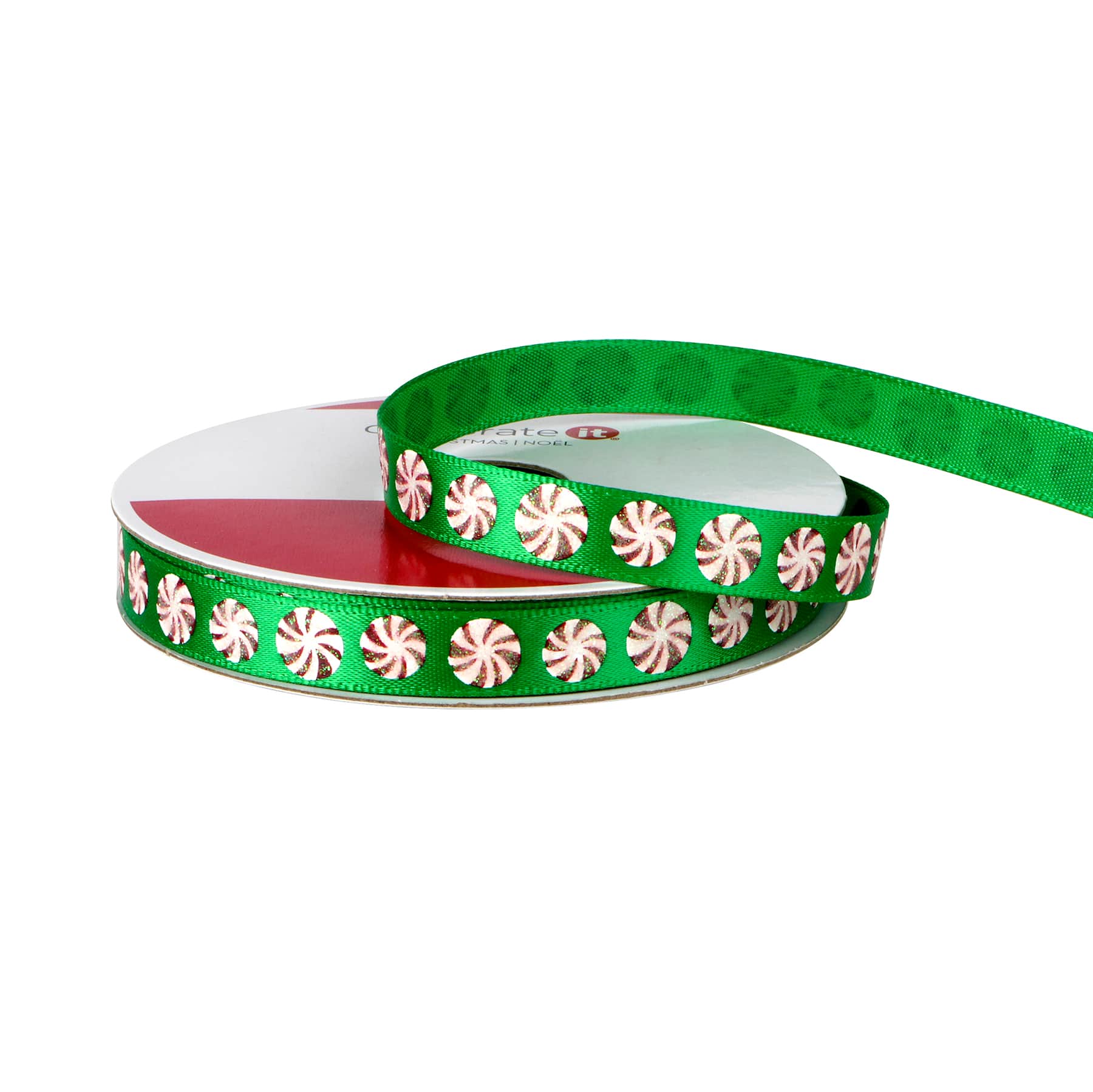 3/8&#x22; x 12ft. Green Peppermint Ribbon by Celebrate It&#xAE; Christmas