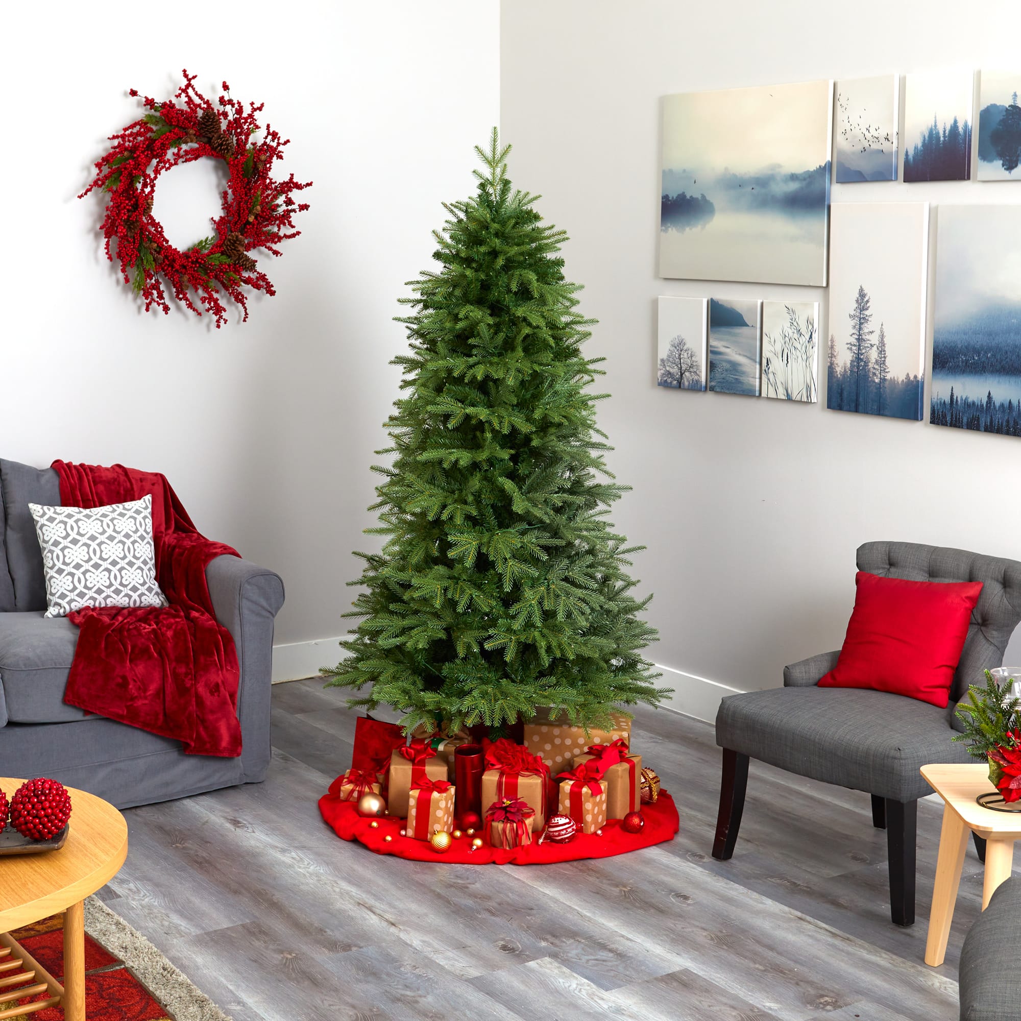 6.5ft. Pre-Lit Vancouver Fir Natural Look Artificial Christmas Tree, Clear LED Lights