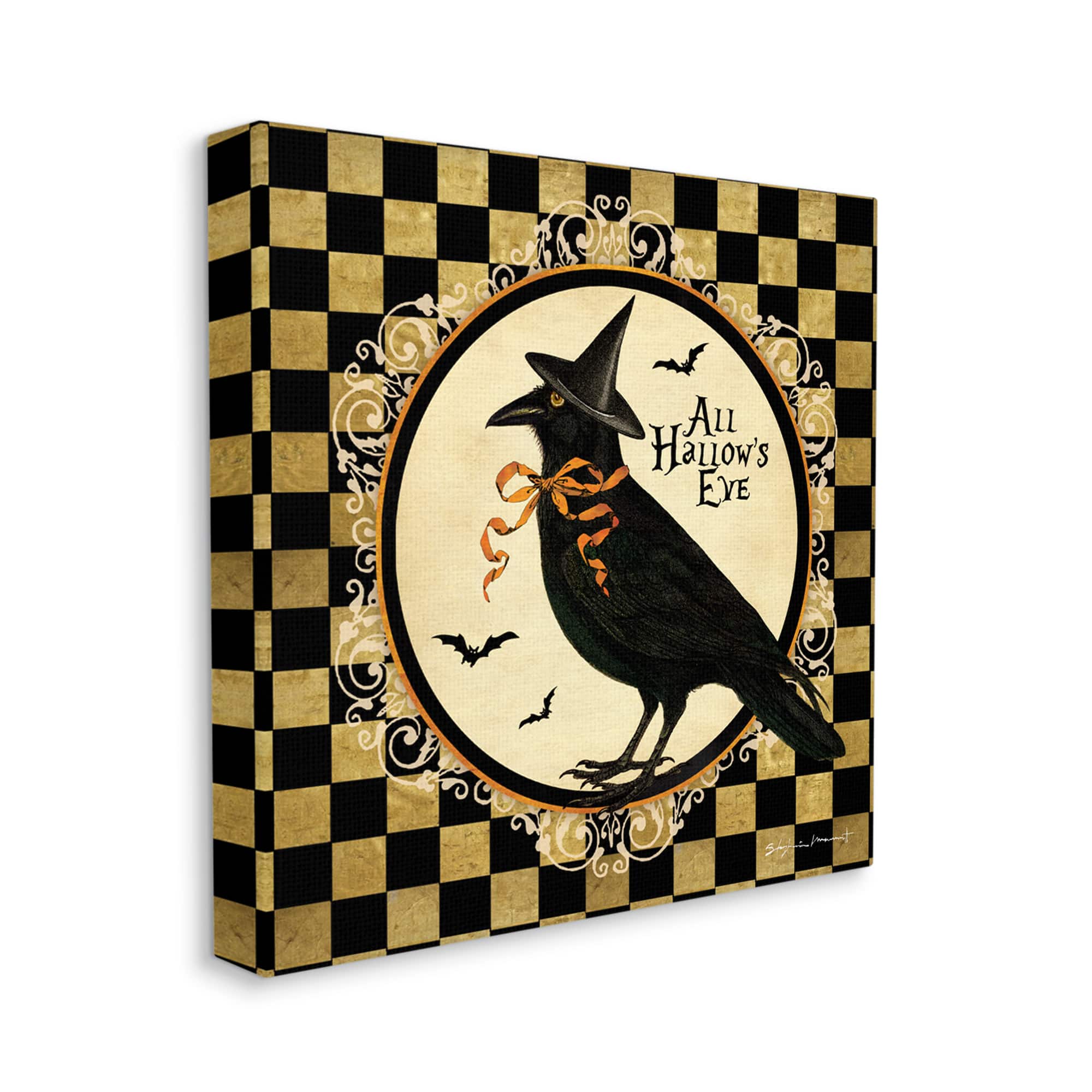 Stupell Industries All Hallow&#x27;s Eve Halloween Crow Canvas Wall Art