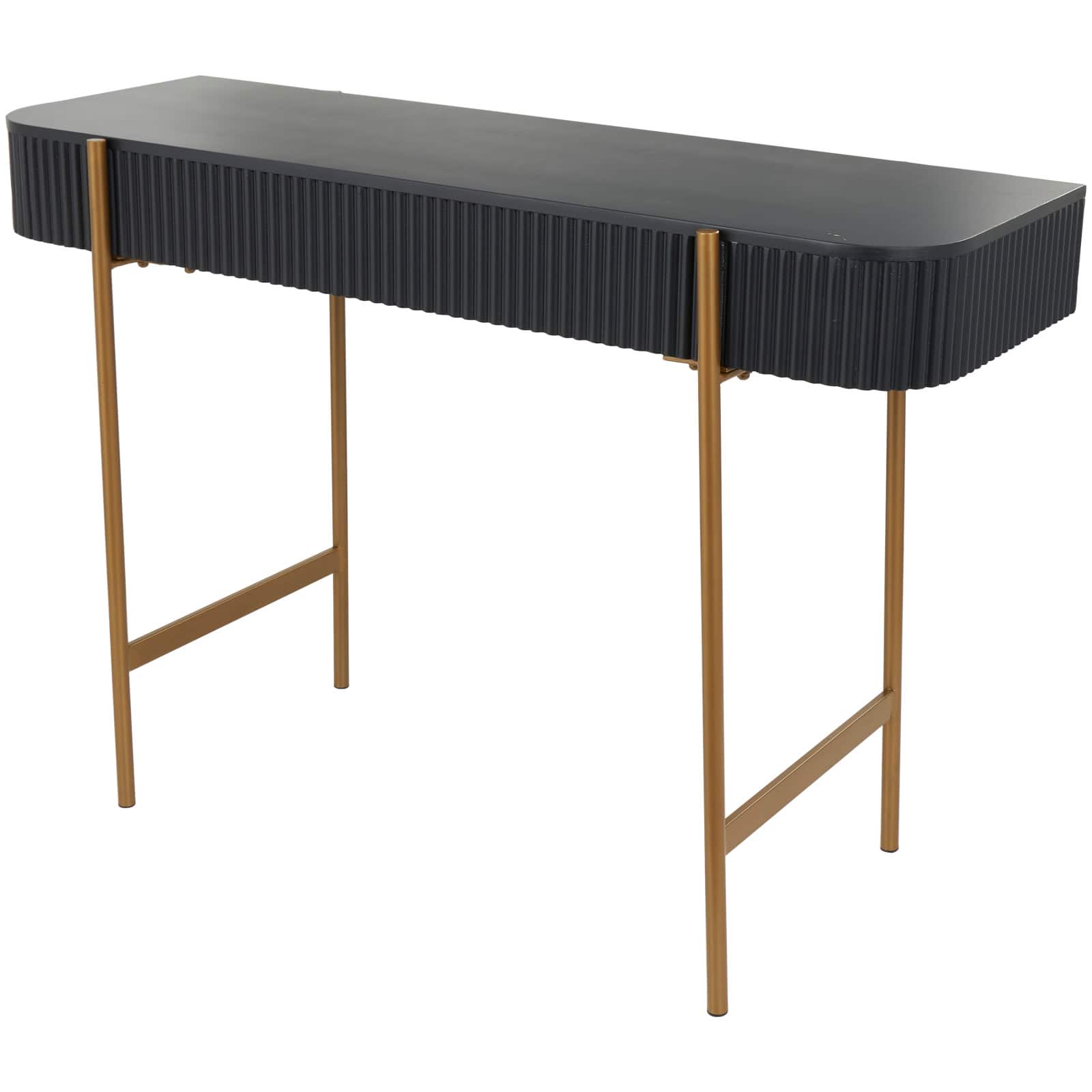 42" Black Console Table with Gold Metal Legs