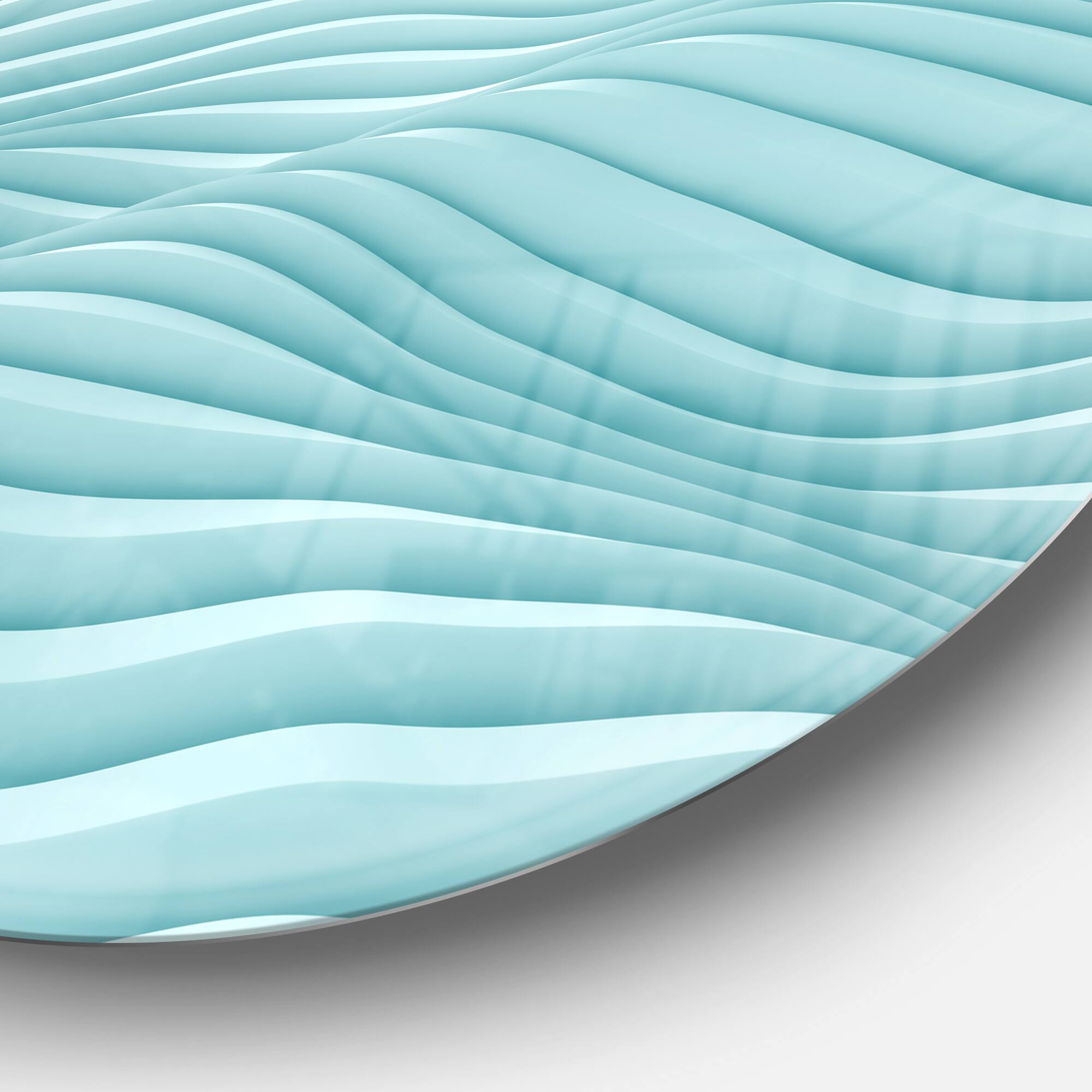 Designart - Fractal Rippled Blue 3D Waves&#x27; Abstract Circle Metal Wall Art
