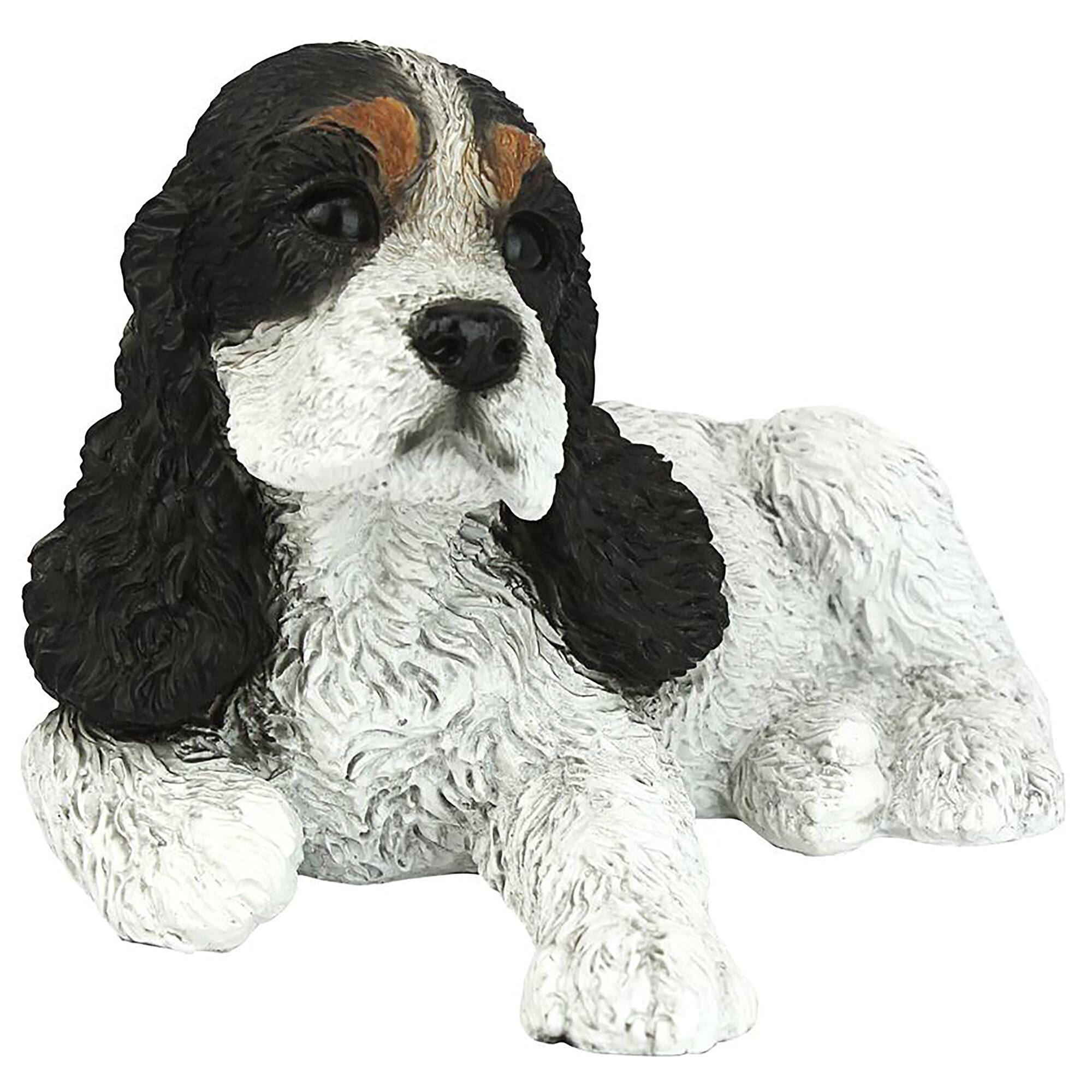 Design Toscano 10&#x22; Black &#x26; White Cocker Spaniel Puppy Dog Statue