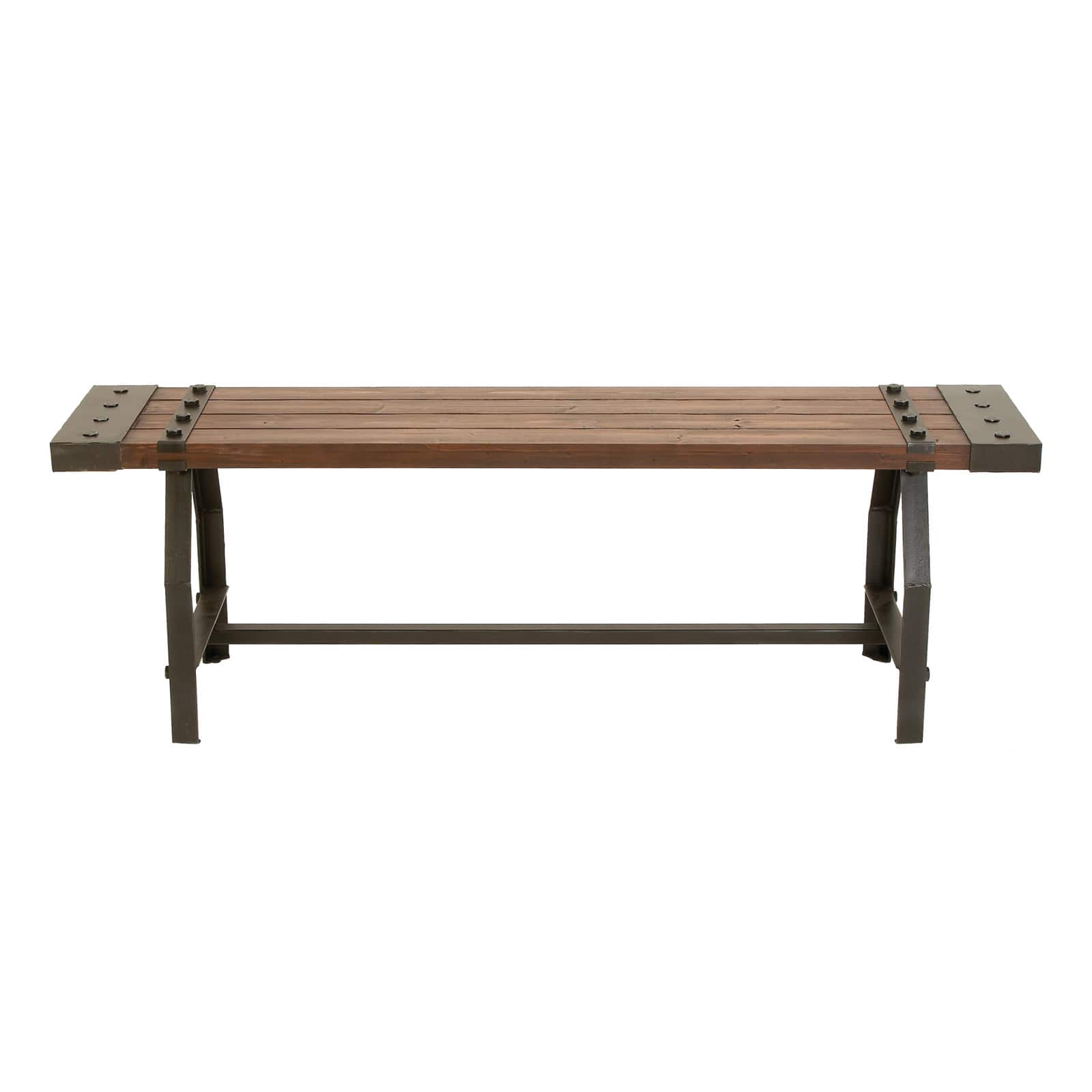 Brown Iron & Wood Industrial Bench