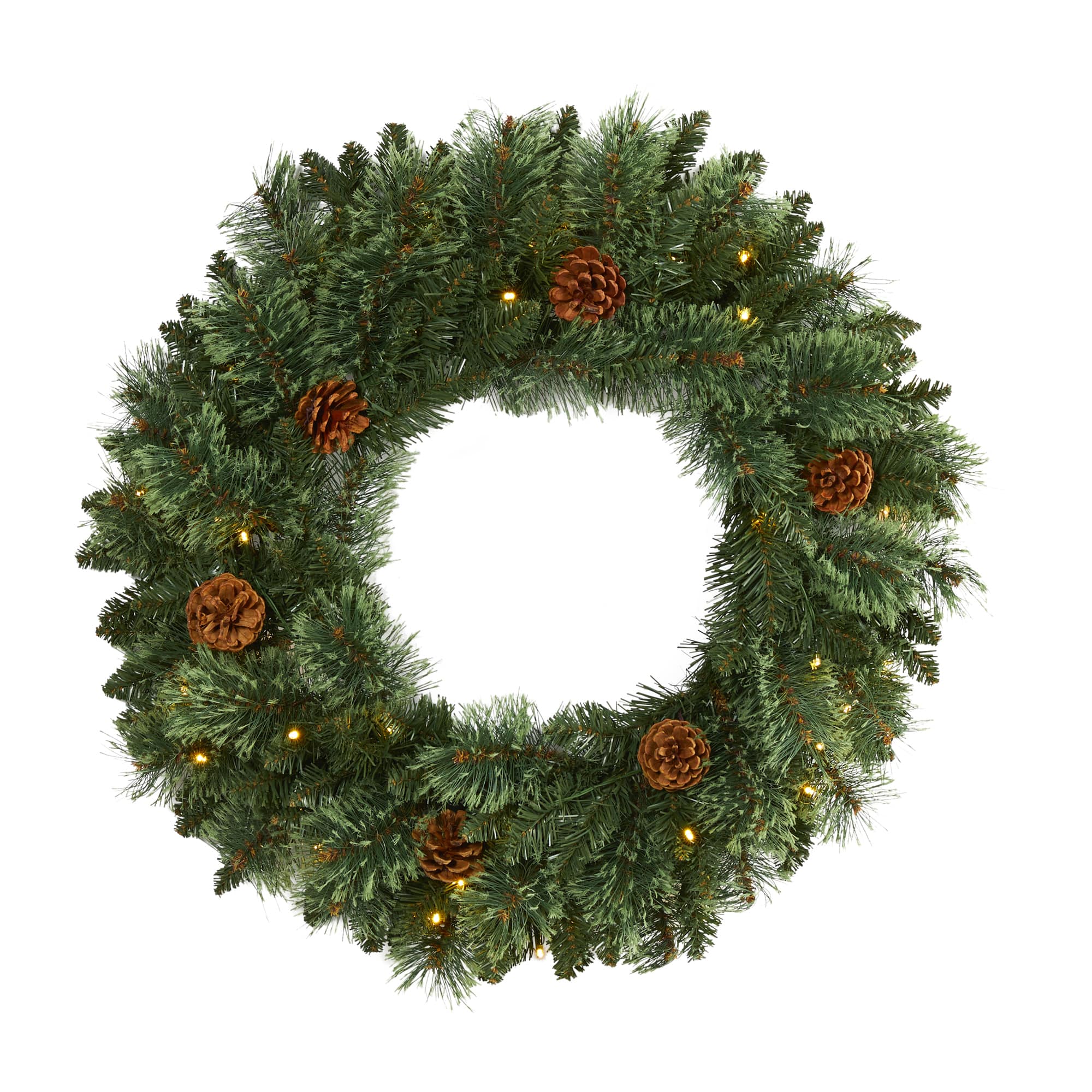24" LED White Mountain Pine Artificial Christmas Wreath