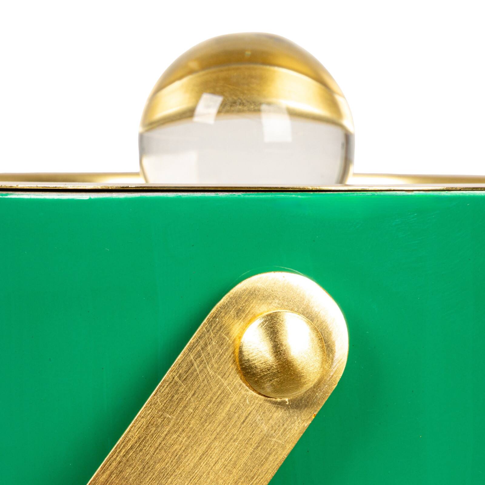 Hello Honey 1.5-Quart Enameled Stainless Steel Ice Bucket with Lid and Glass Knob, Gold Finish and Turquoise Color