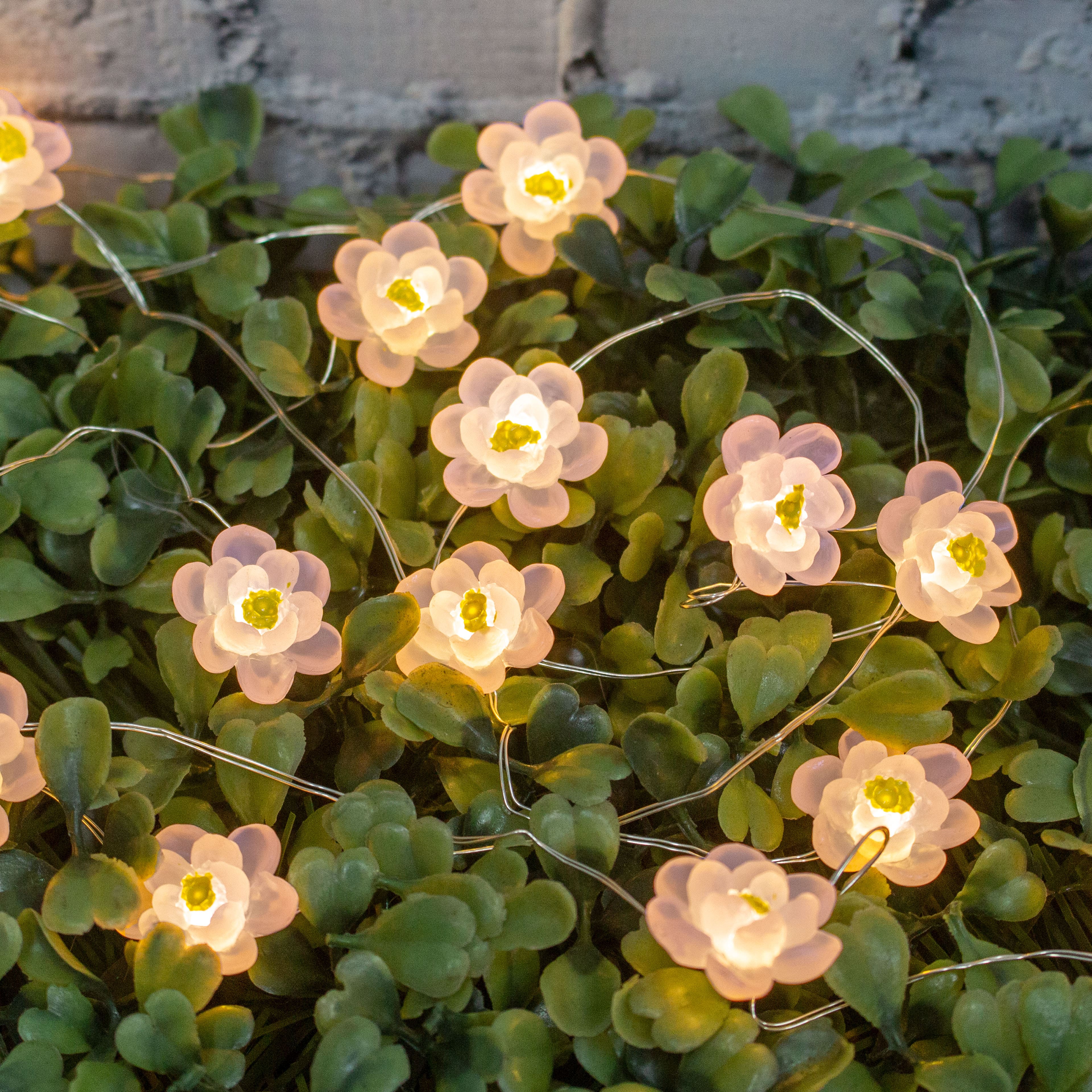 18ct. Pink Flower Icon Warm White LED String Lights by Ashland&#xAE;