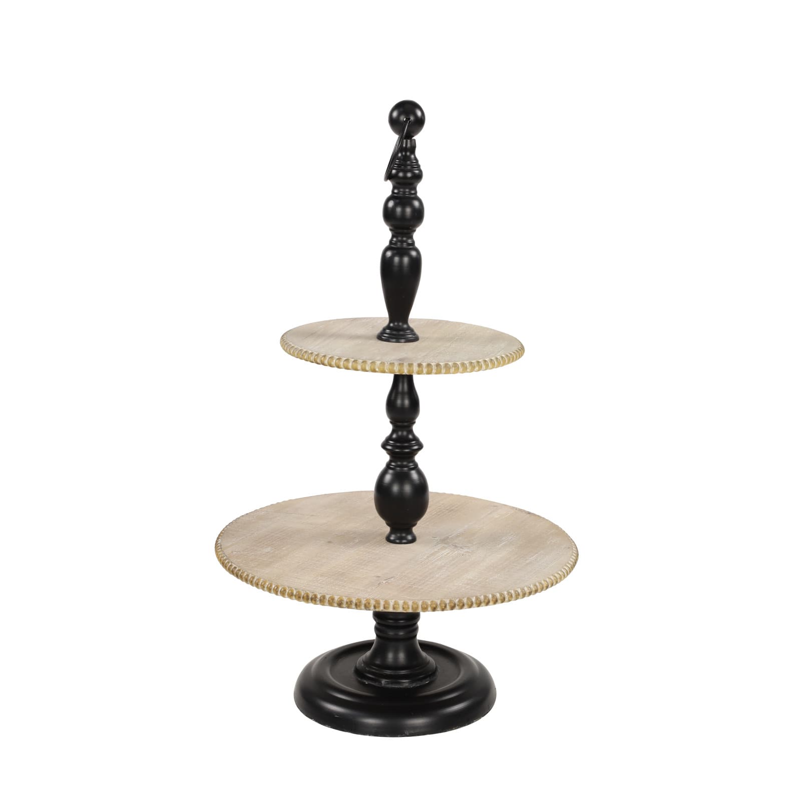 Black Wood &#x26; Iron Rustic 2 Tier Tray Stand