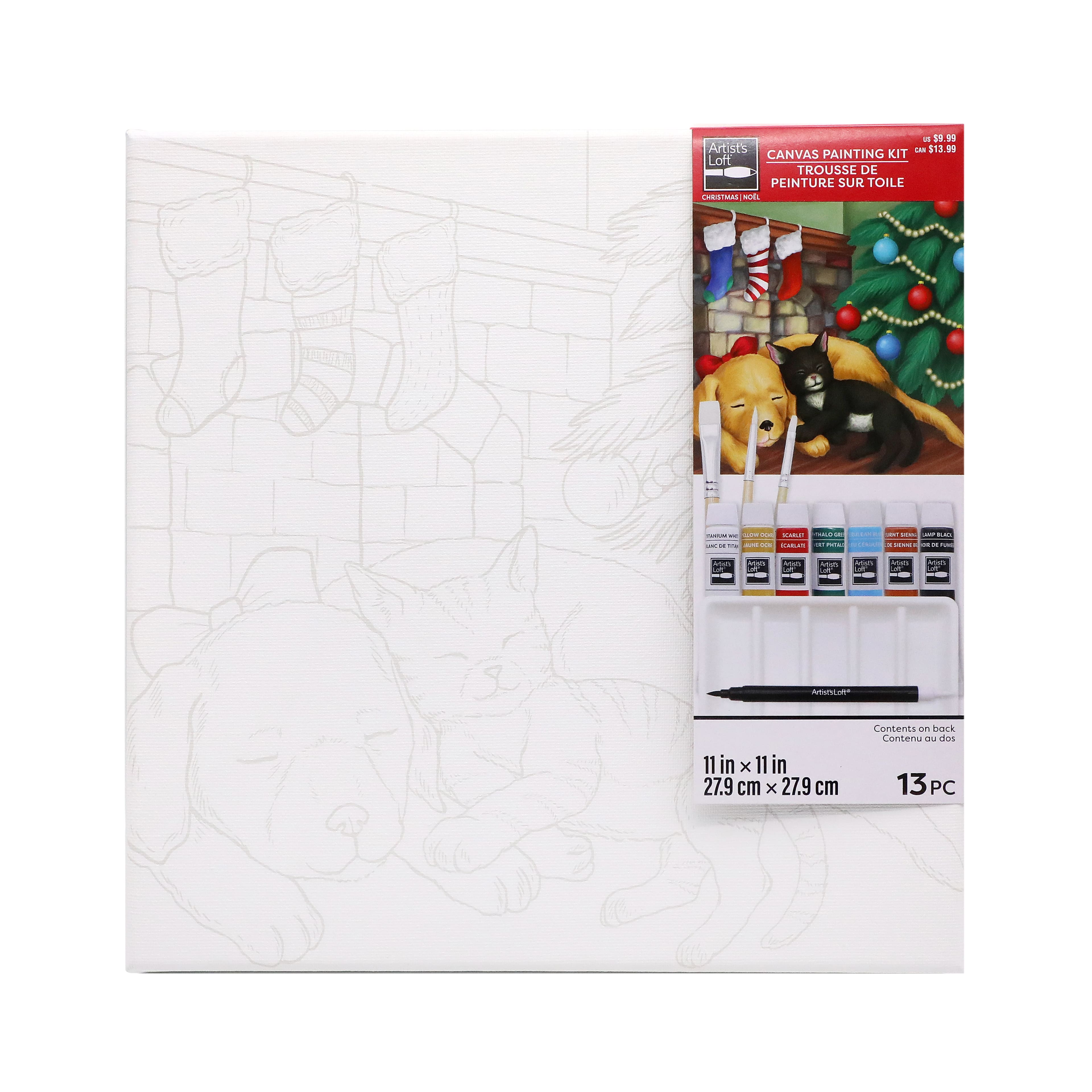 Sleeping Cat &#x26; Puppy Canvas Painting Kit by Artist&#x27;s Loft&#xAE; Christmas