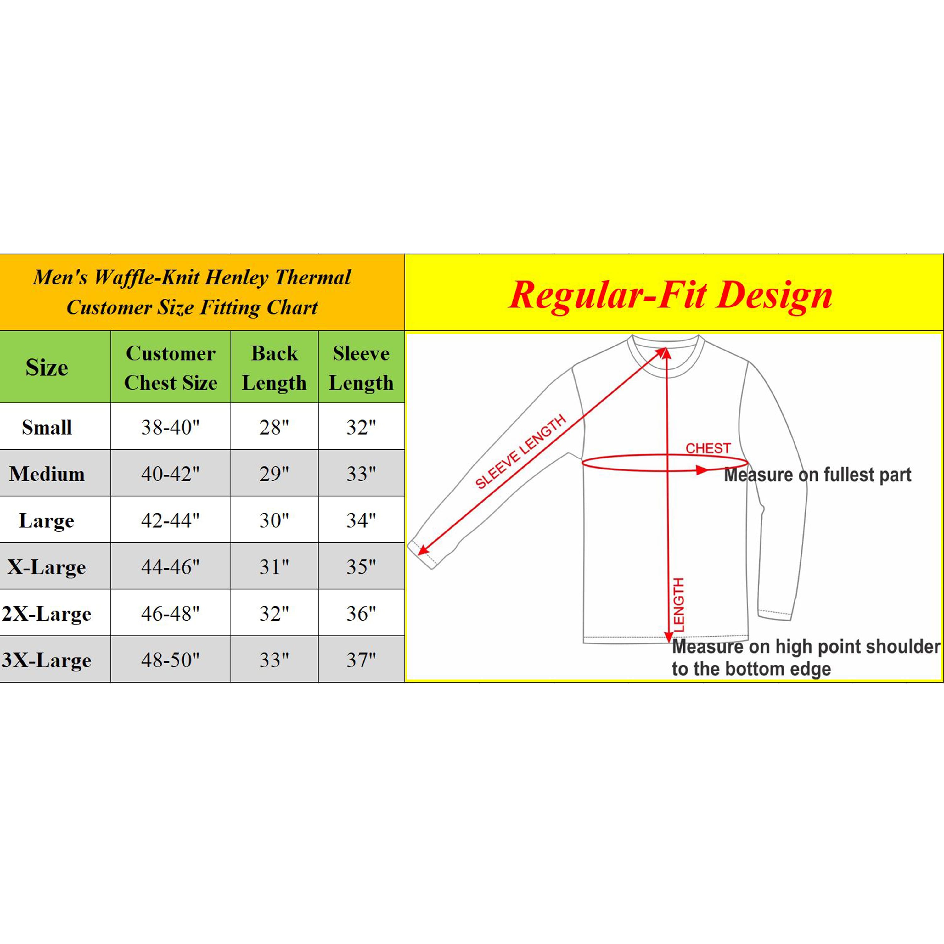Men&#x27;s Long Sleeve Waffle-Knit Thermal Henley Shirt 3 Pack