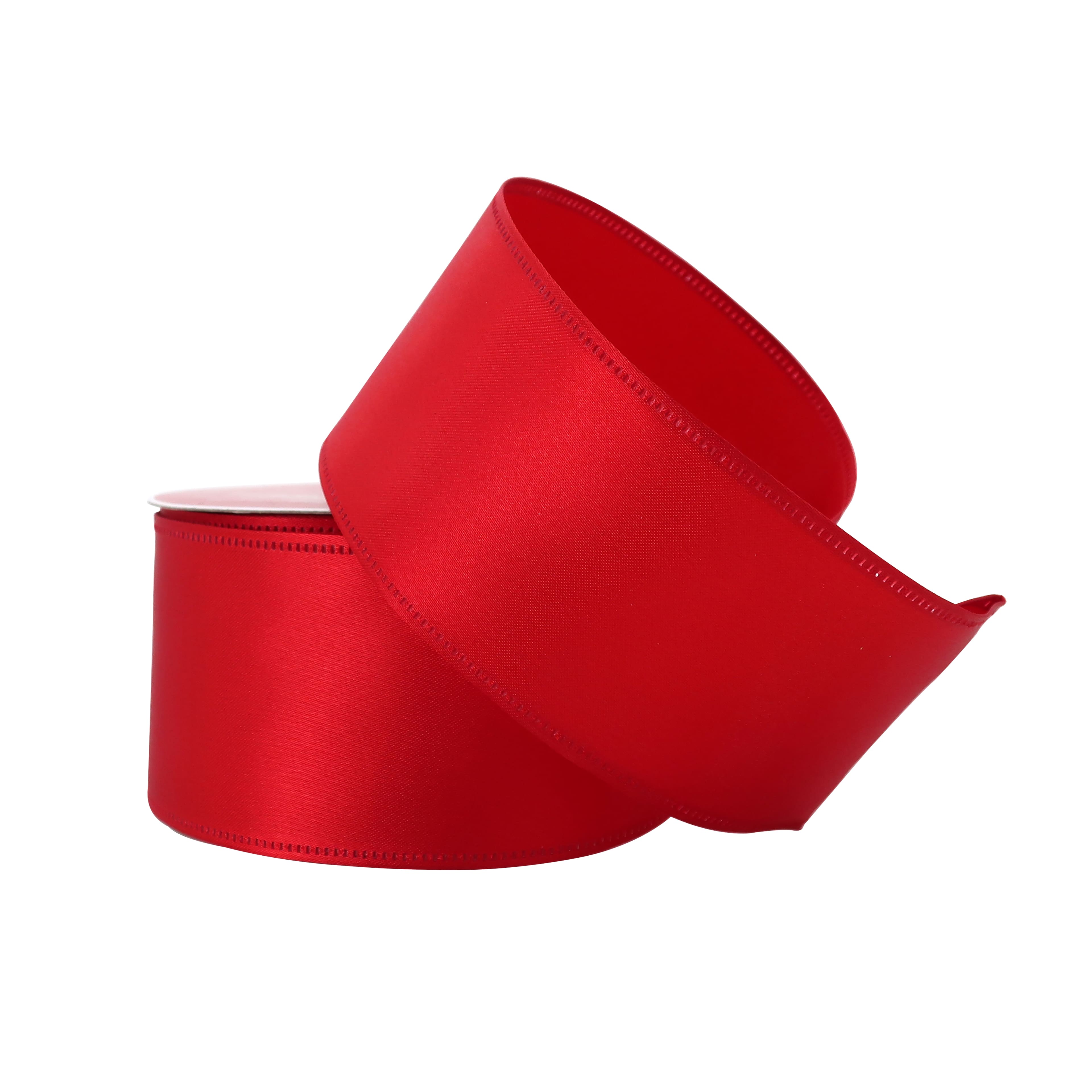 2.5&#x22; x 20ft. Red Wired Sateen Ribbon by Celebrate It&#x2122; Christmas