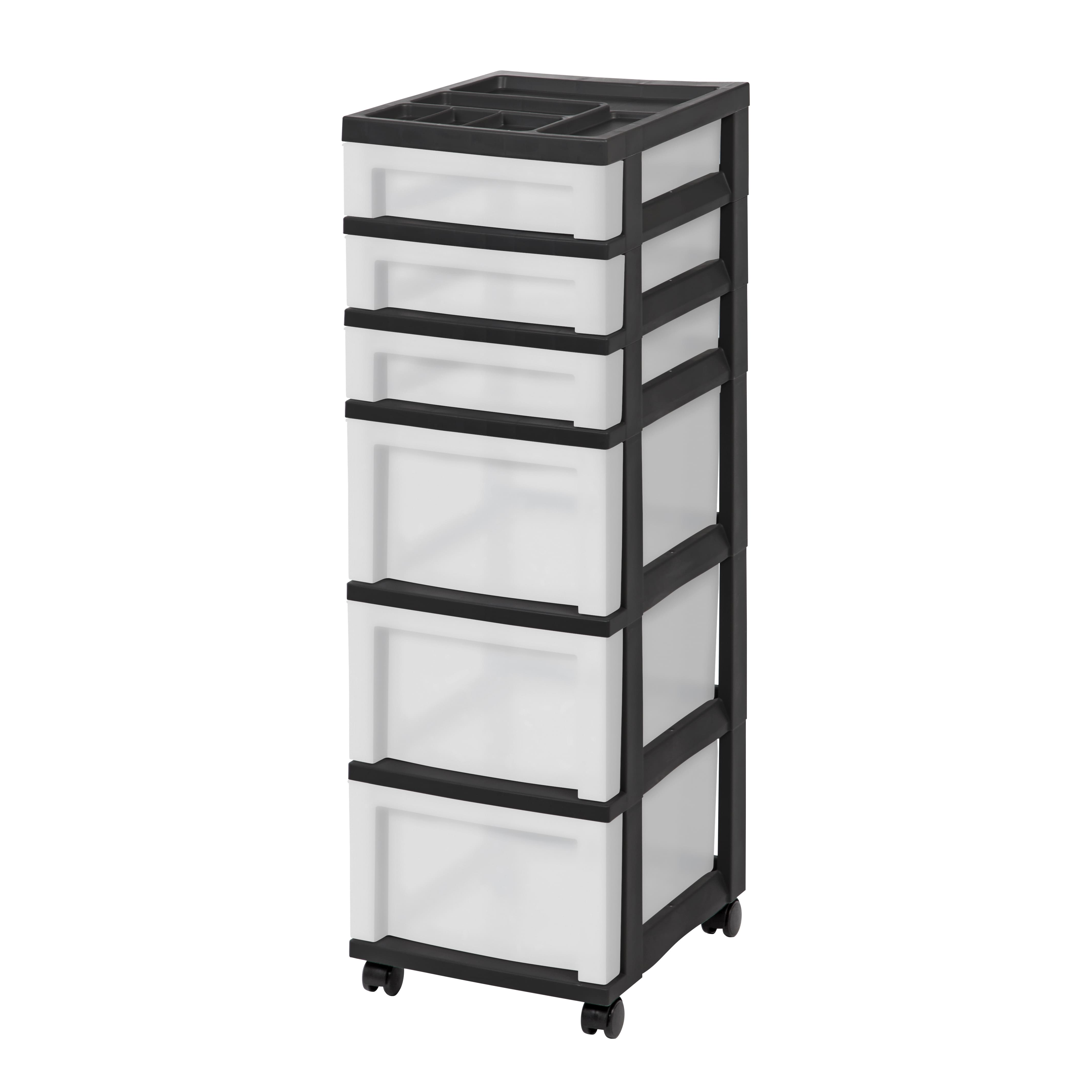 Iris 5 Drawer Storage Cart with Organizer Top Black