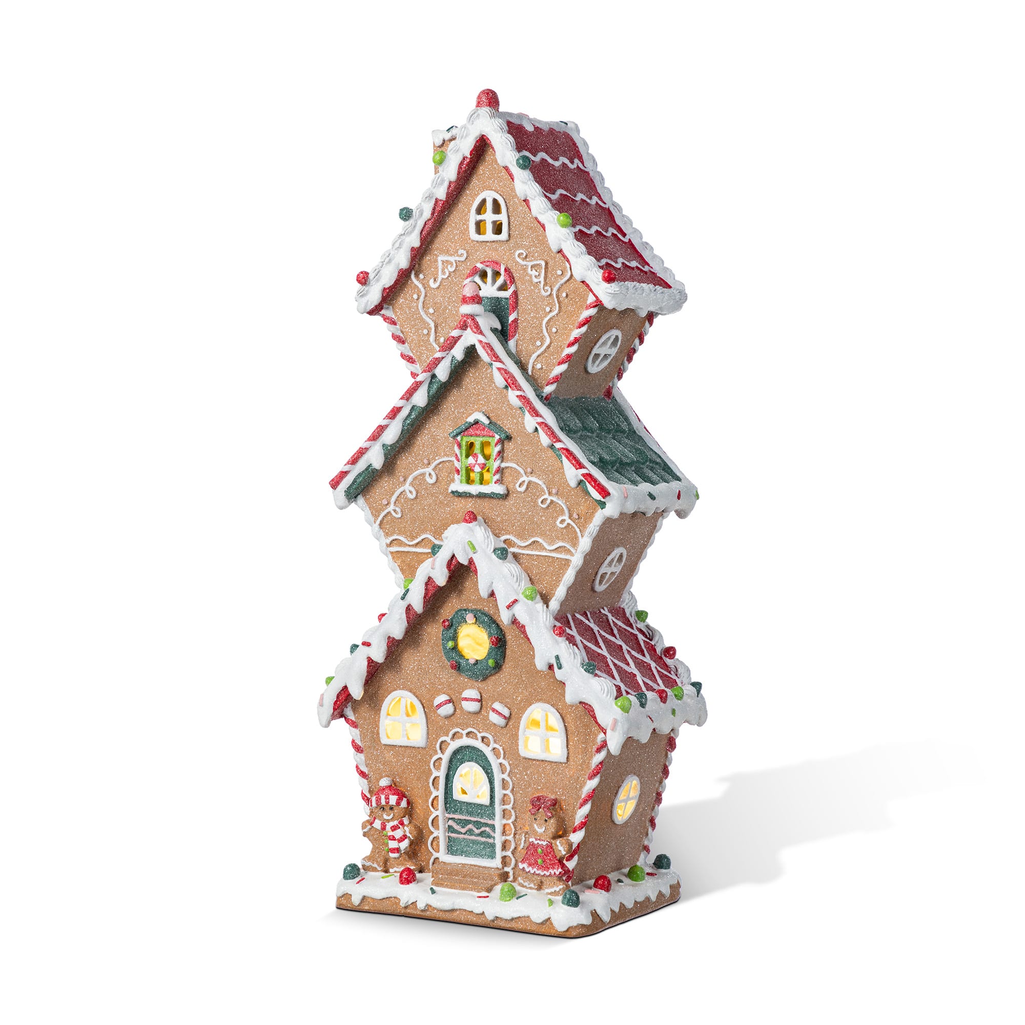 Glitzhome&#xAE; 18.5&#x22; Lighted Resin Christmas Gingerbread House Table Decor