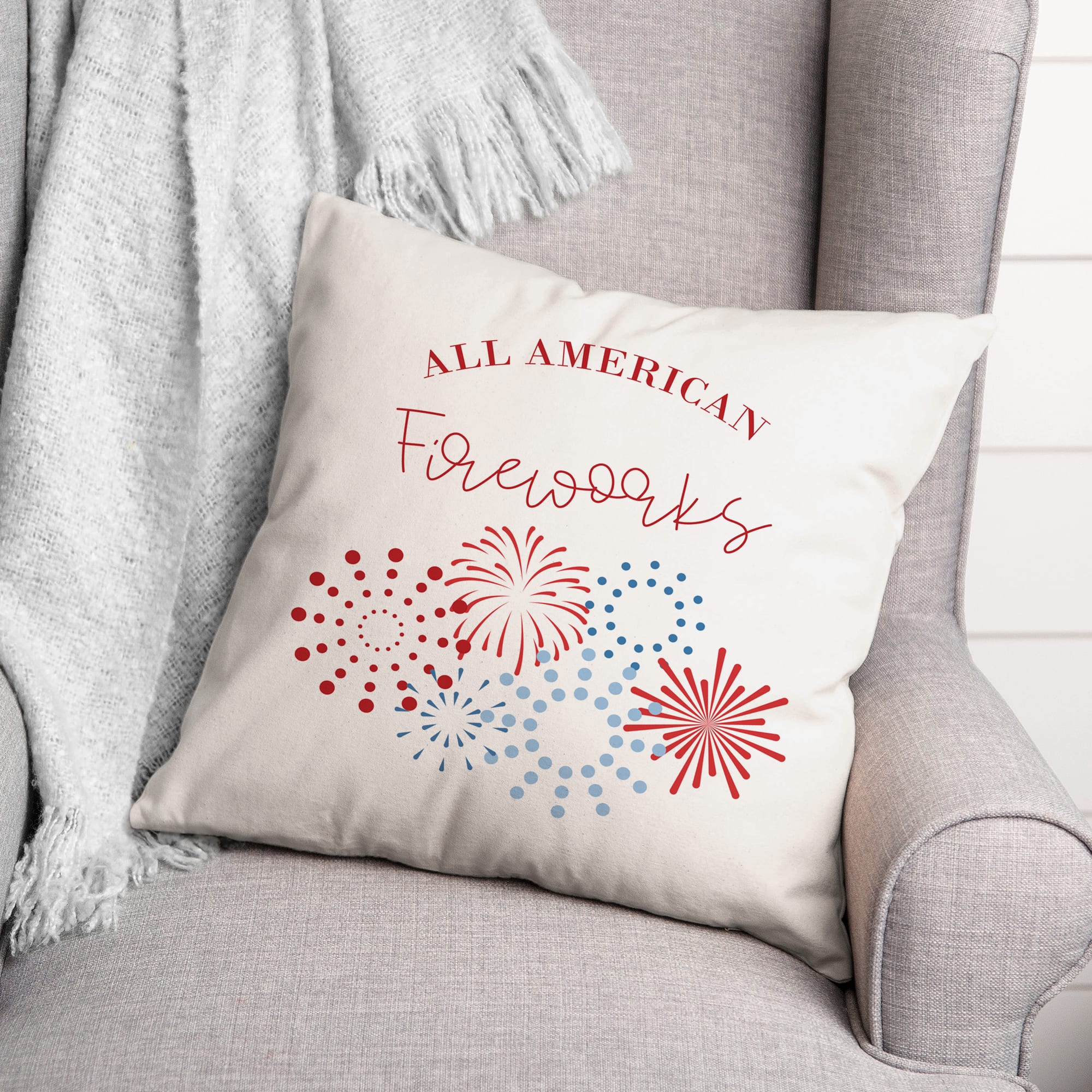 All American Fireworks Throw Pillow