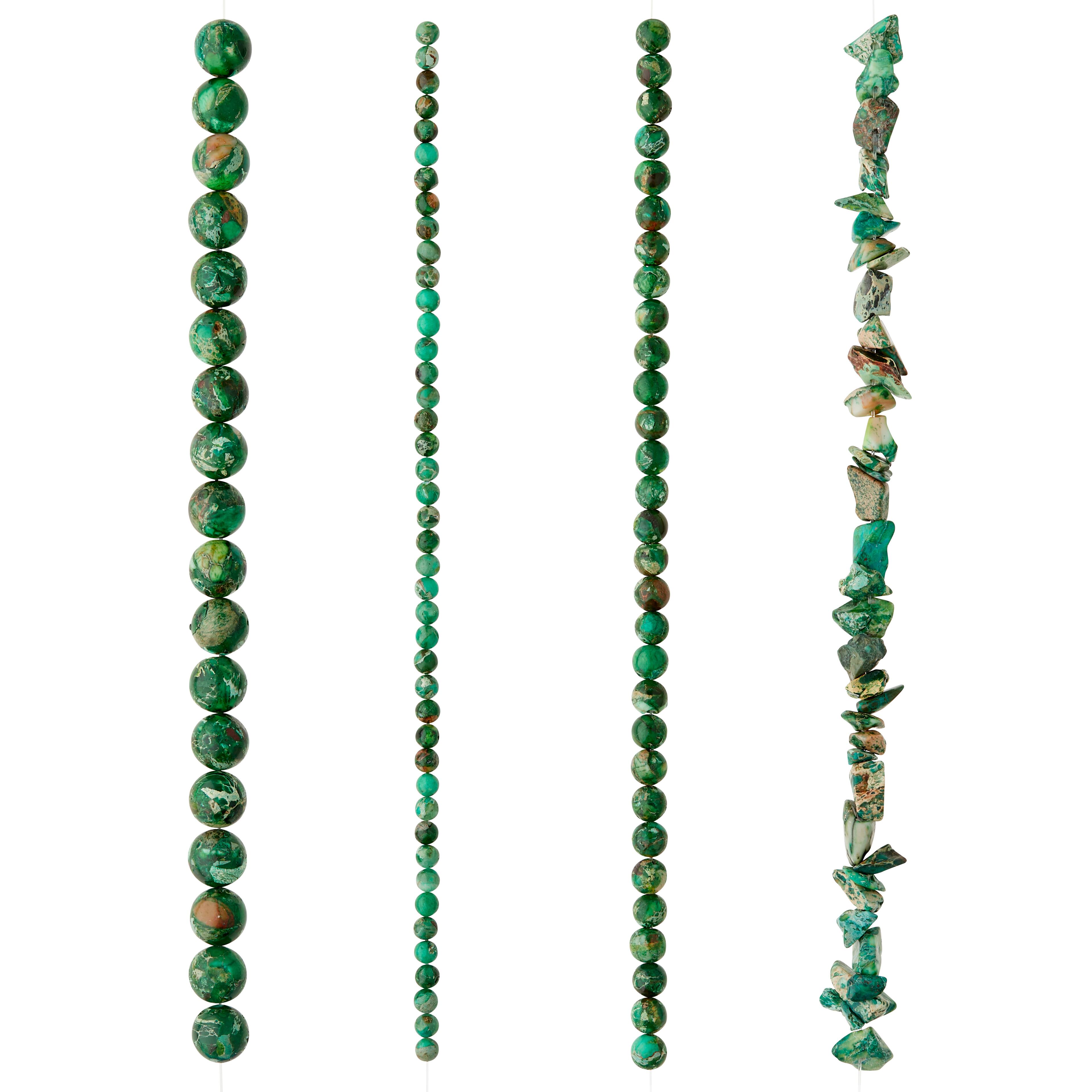 6 Pack: Green Jasper Stone Mix Beads by Bead Landing™