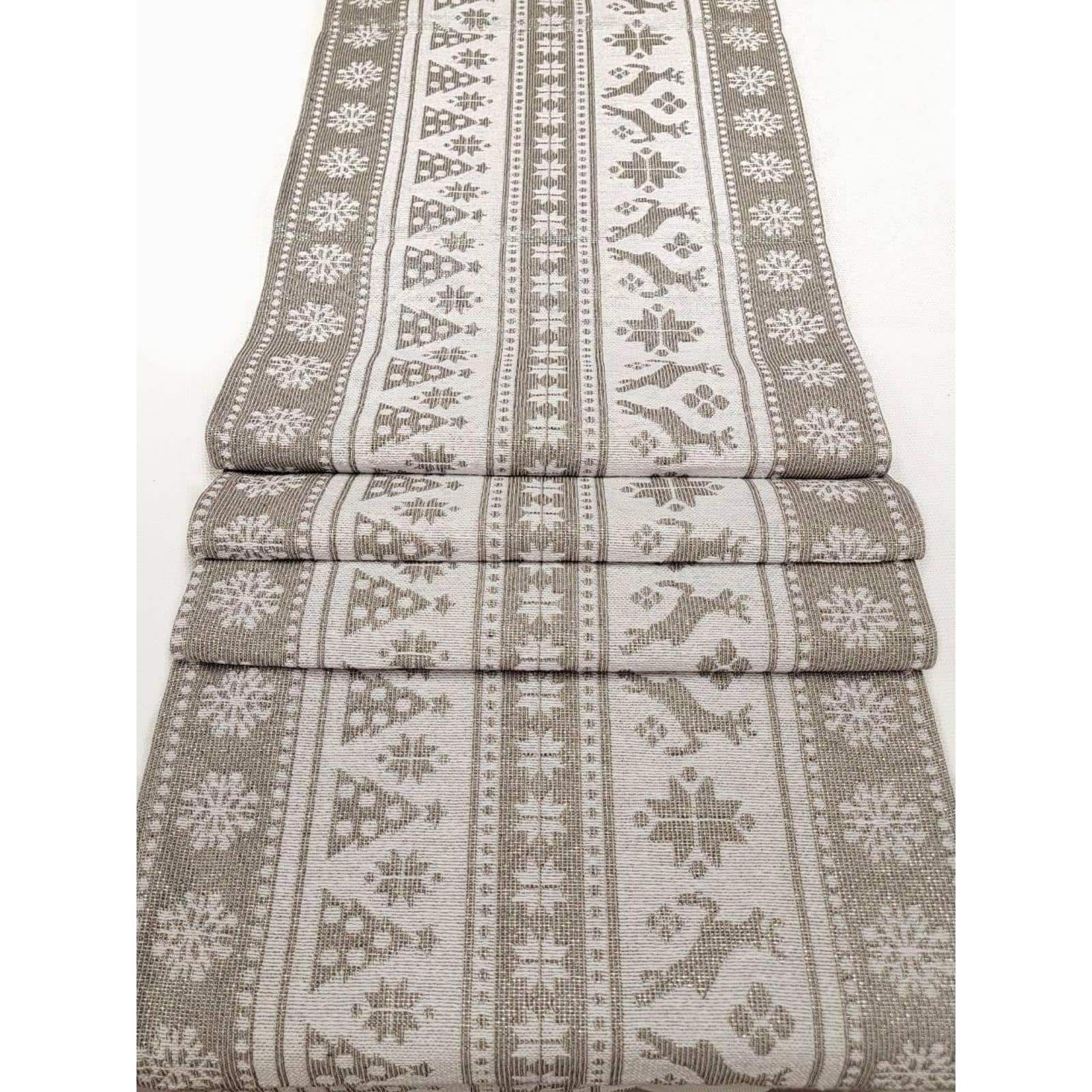 Wizardi 13.75" x 67" Gray Nordic Christmas Table Runner