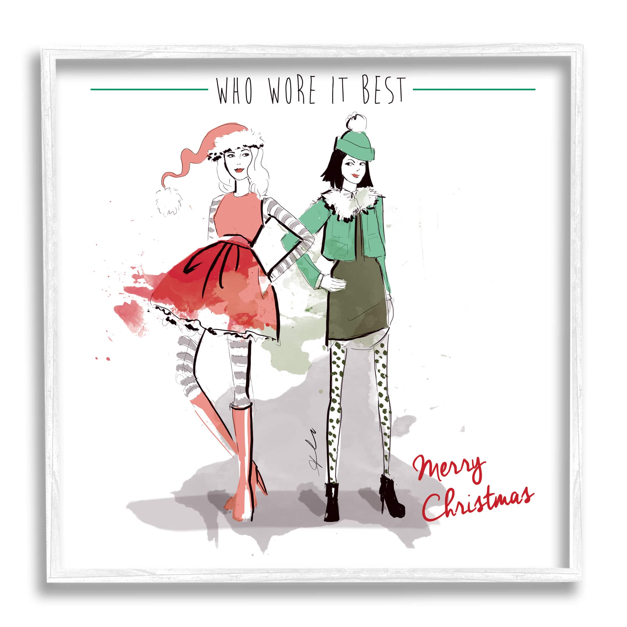 Stupell Industries Who Wore It Best Christmas Fashion Framed Giclee Art