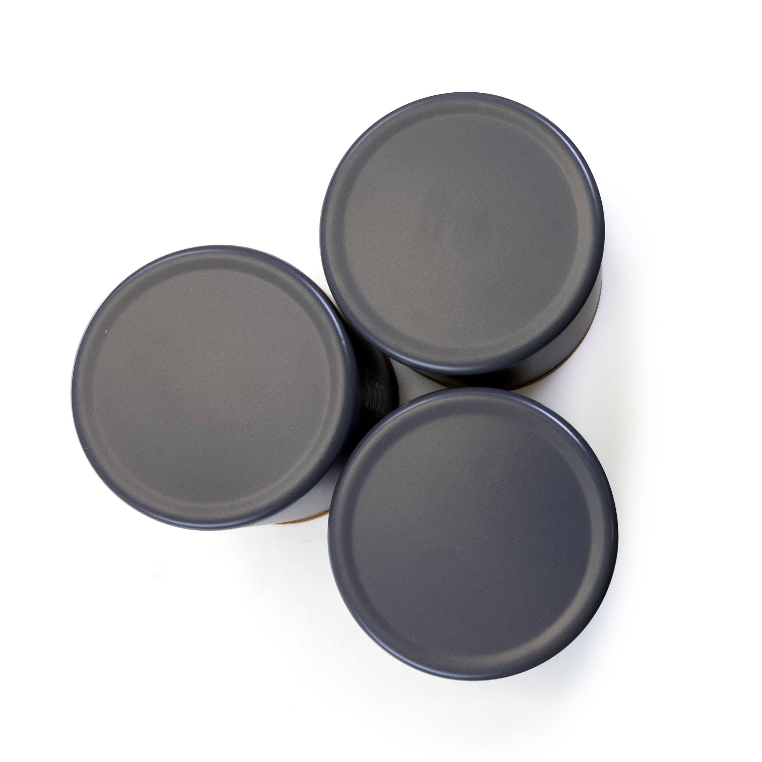 MegaChef Bamboo Kitchen Countertop Gray 4-Piece Metal Bread Basket & Canister Set