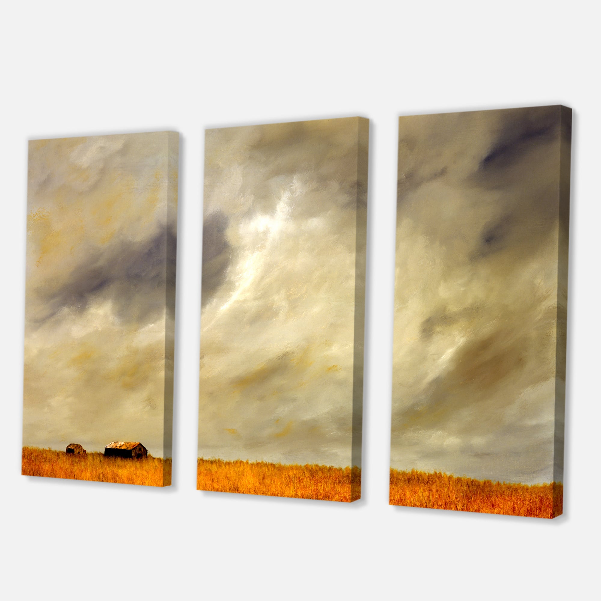 Designart - Desert Farmhouse Under Cloudy Sky in Washington I - Farmhouse Canvas Wall Art Print