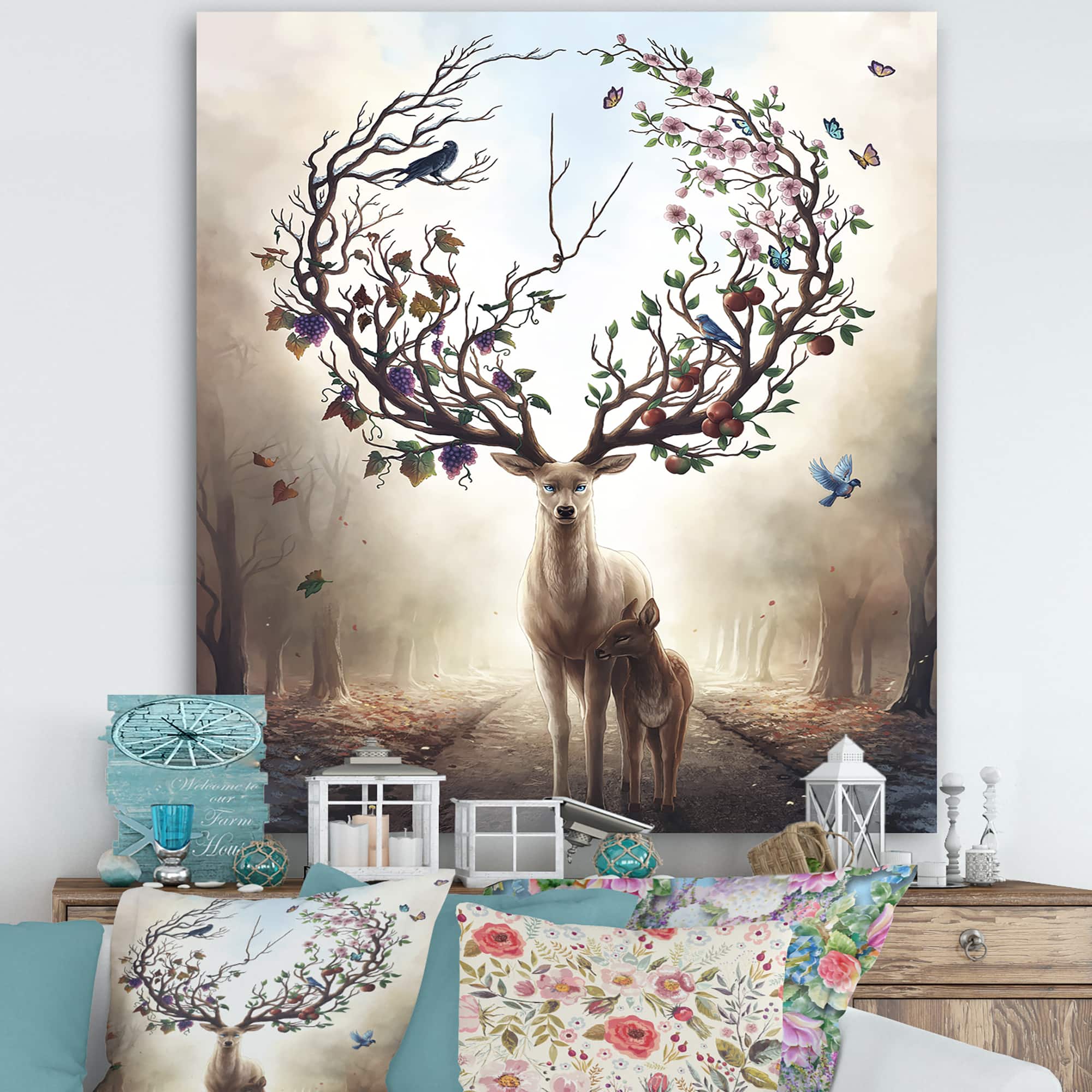 Designart - Deer With Blossoming Antlers