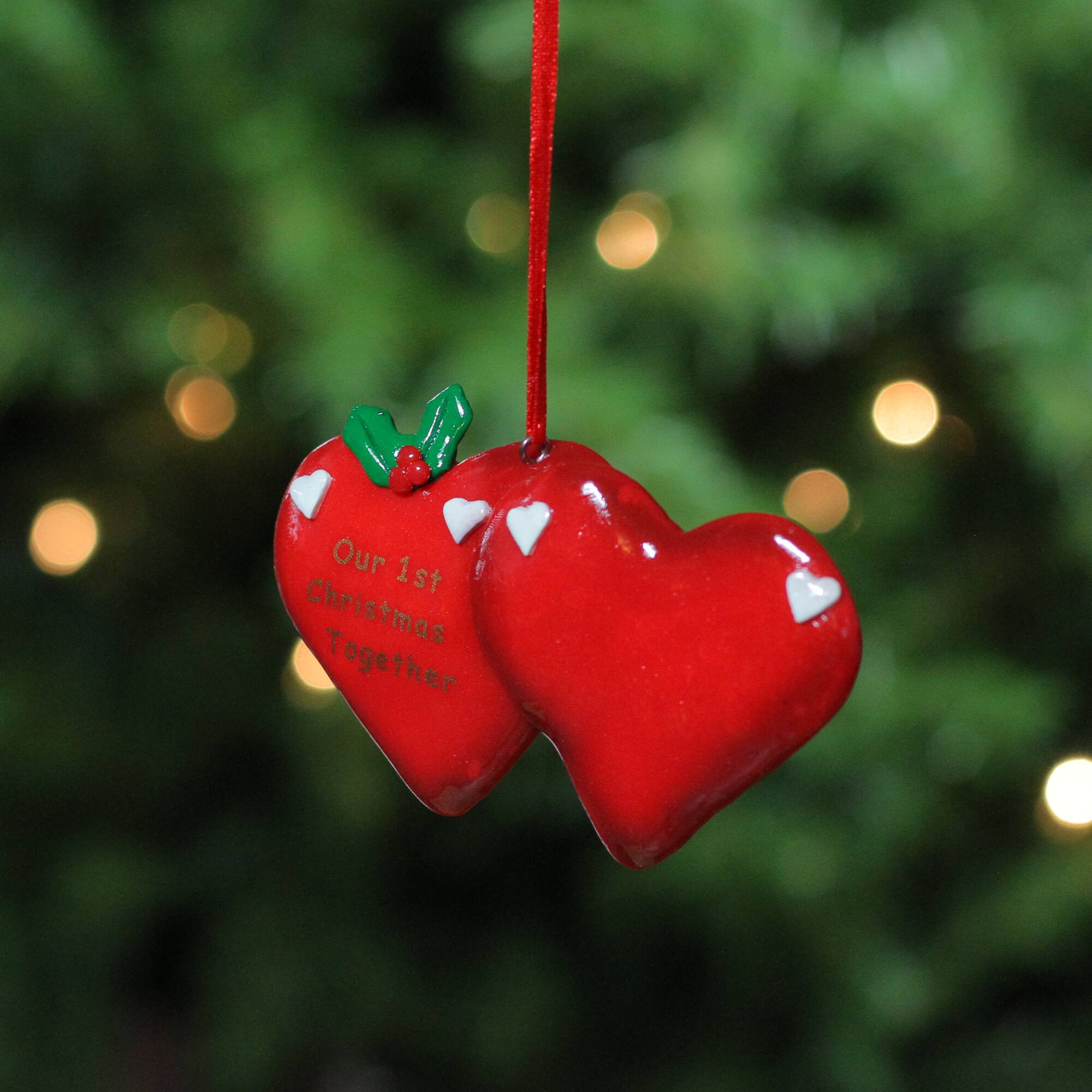 4.25" Red Our 1st Christmas Together Hearts Christmas Ornament