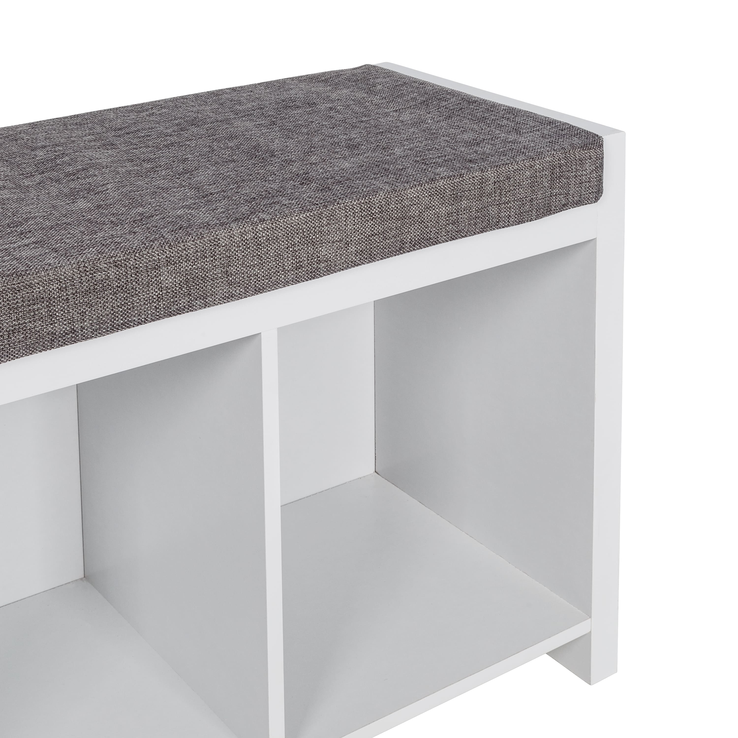 Honey Can Do White Cube Organizer Bench with Shoe Storage and Seat Cushion