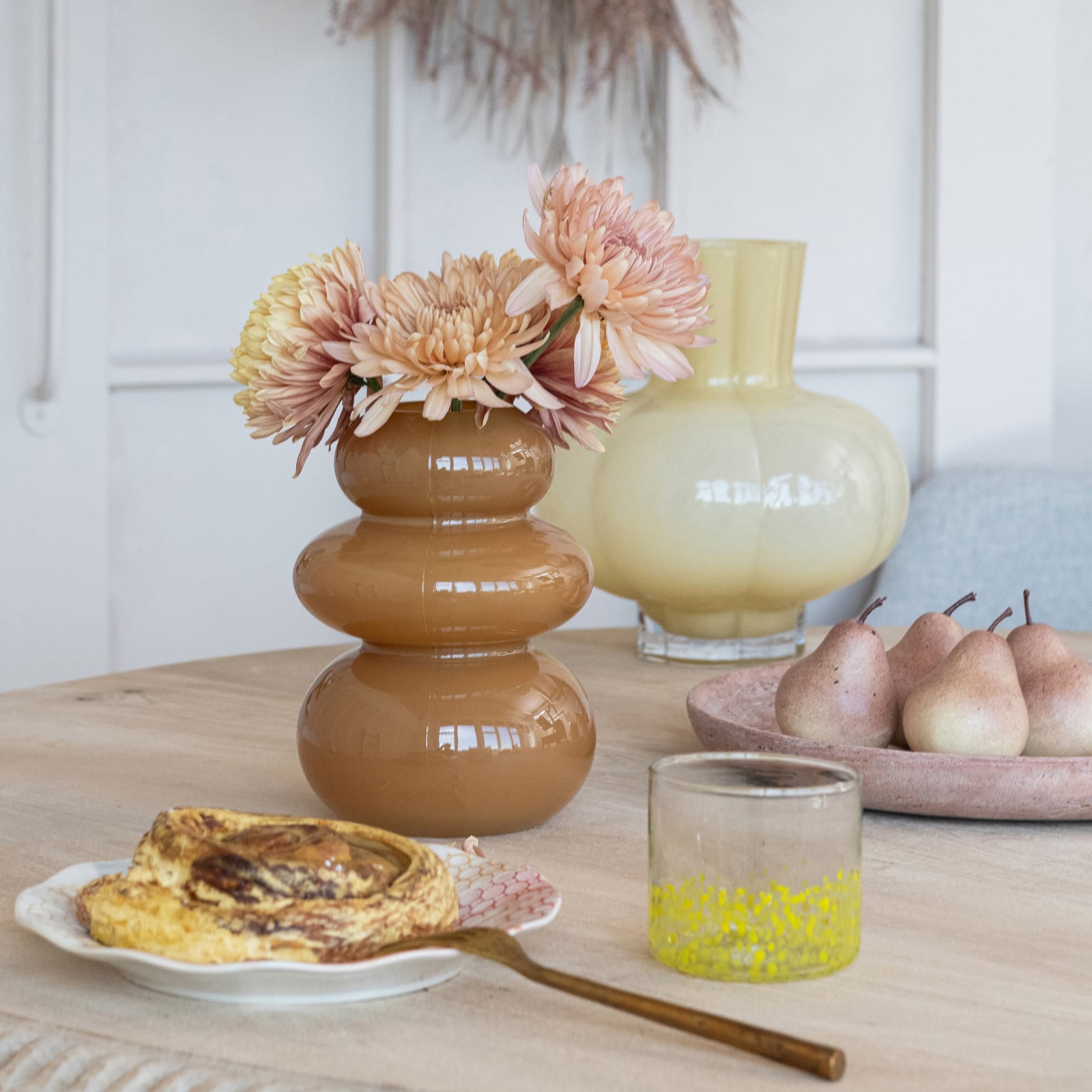 Hello Honey® 7.5" Caramel Brown Natural Elegance Glass Vase