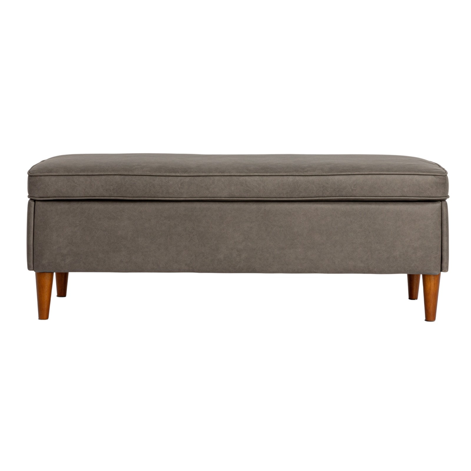 Atley Ash Gray Vegan Leather Upholstered Storage Bench