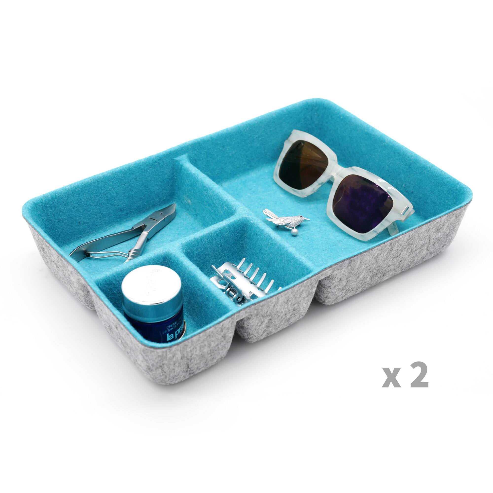 Welaxy 2 Piece Felt 4 Compartment Drawer Organizer Trays