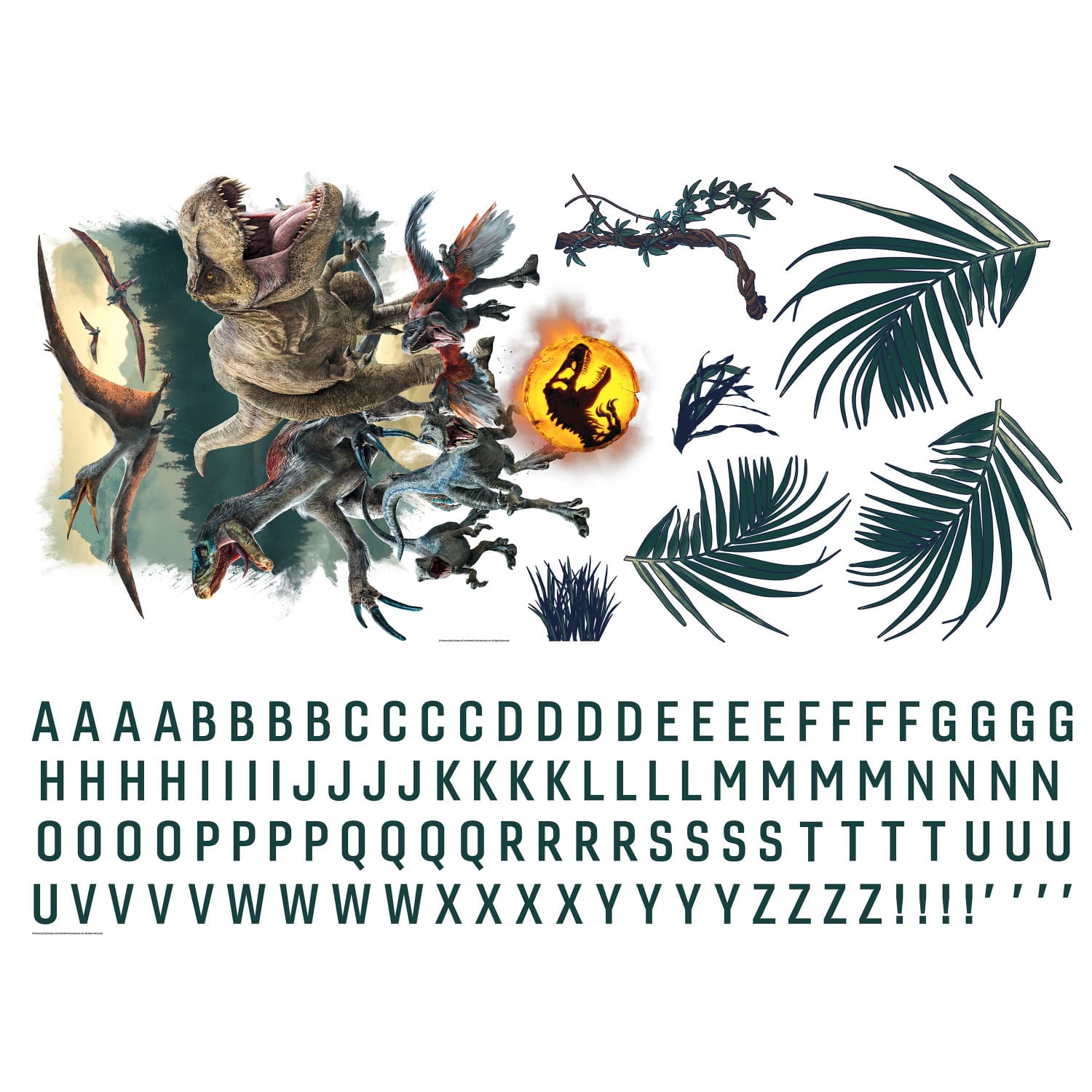 RoomMates Jurassic World: Dominion Peel &#x26; Stick Giant Wall Decals w/ Alphabet