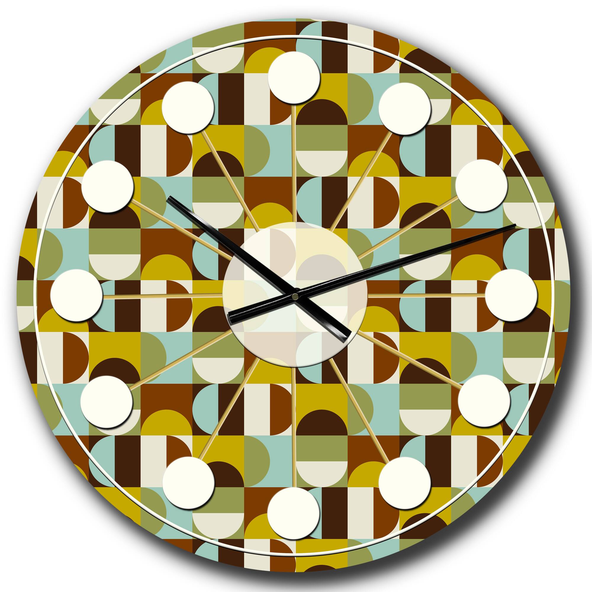 Designart 'Retro Polka Dots I Mid-Century Modern Wall Clock
