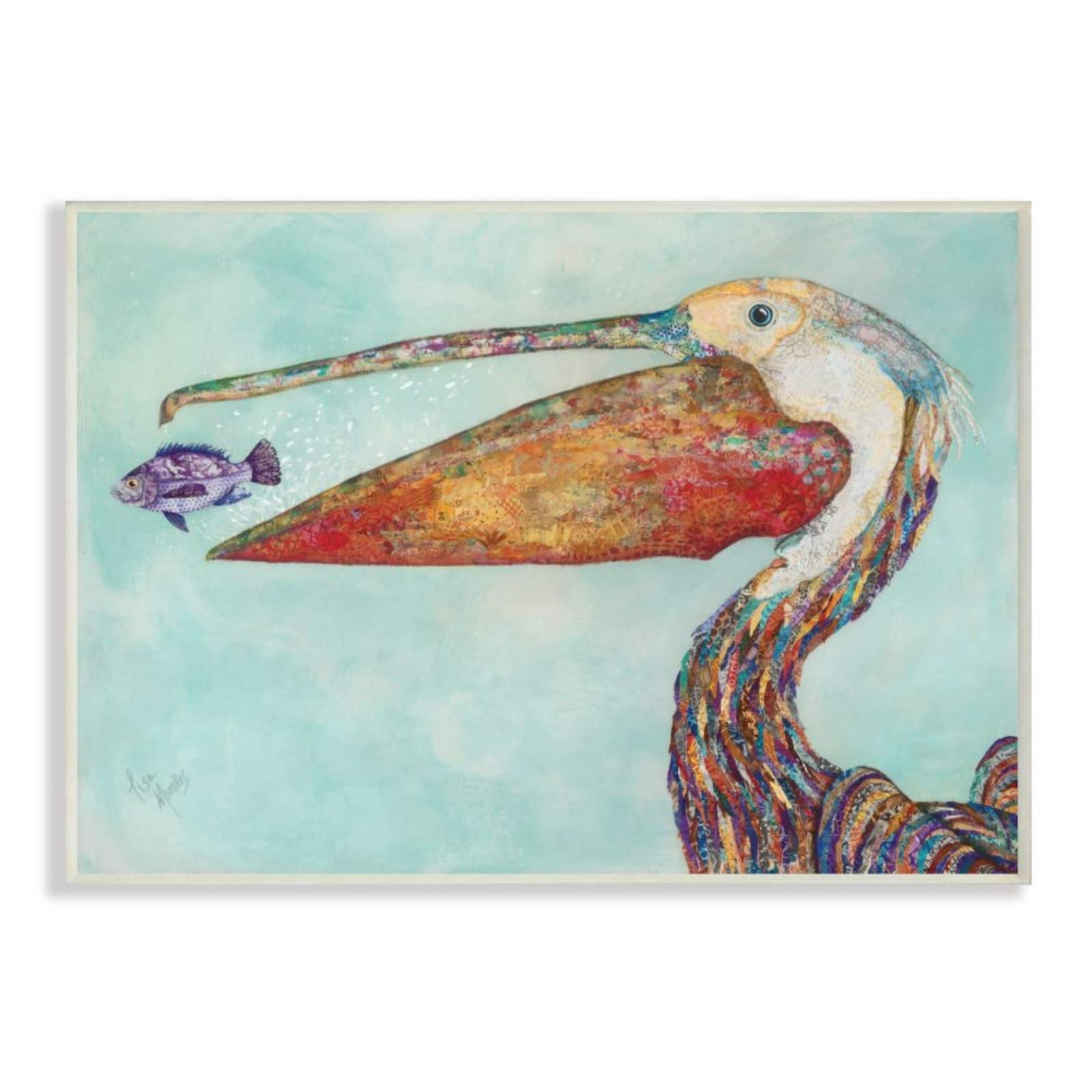 Stupell Industries Colorful Pelican's Lost Supper Wood Wall Plaque