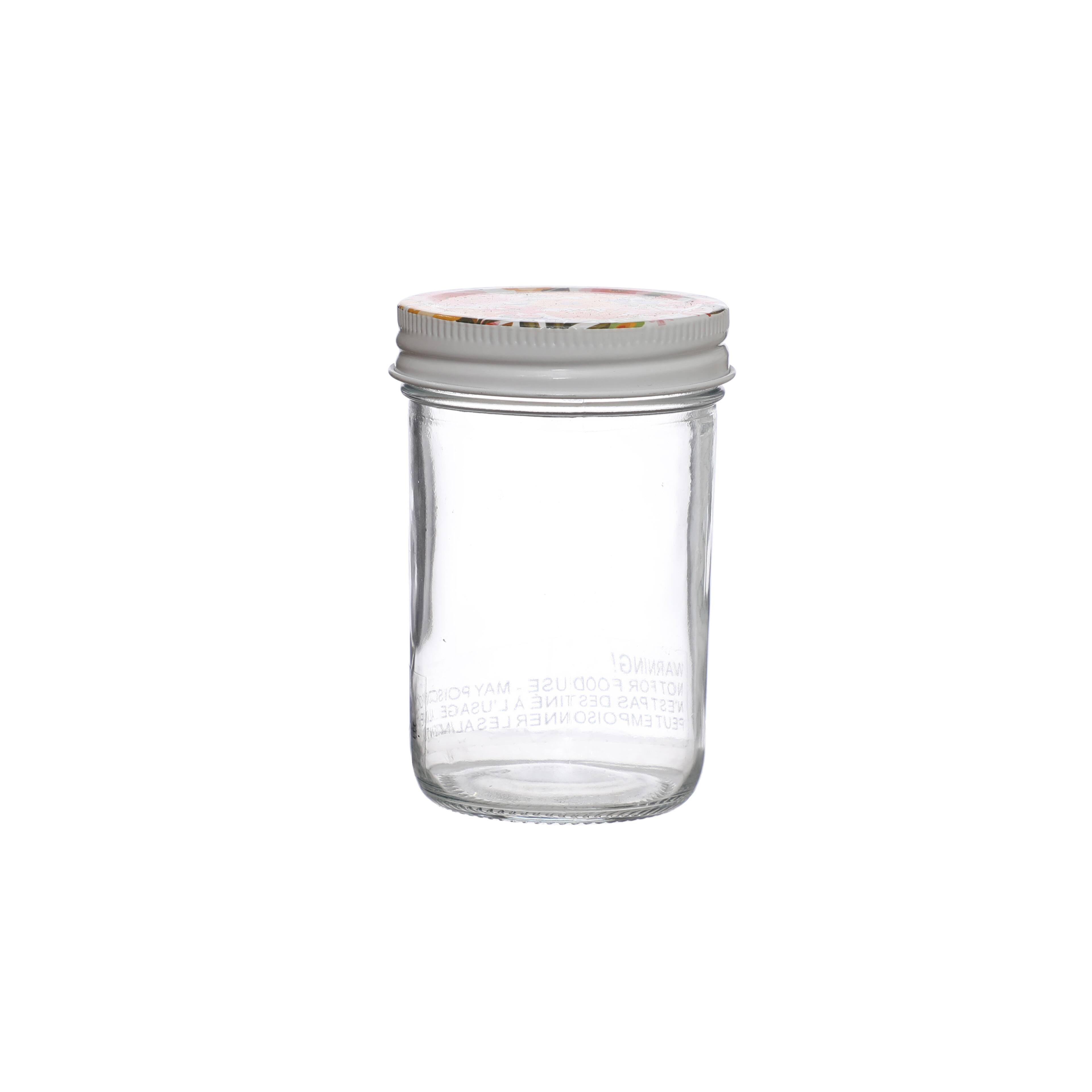 4.25&#x22; Glass Jar with Floral Lid by Ashland&#xAE;