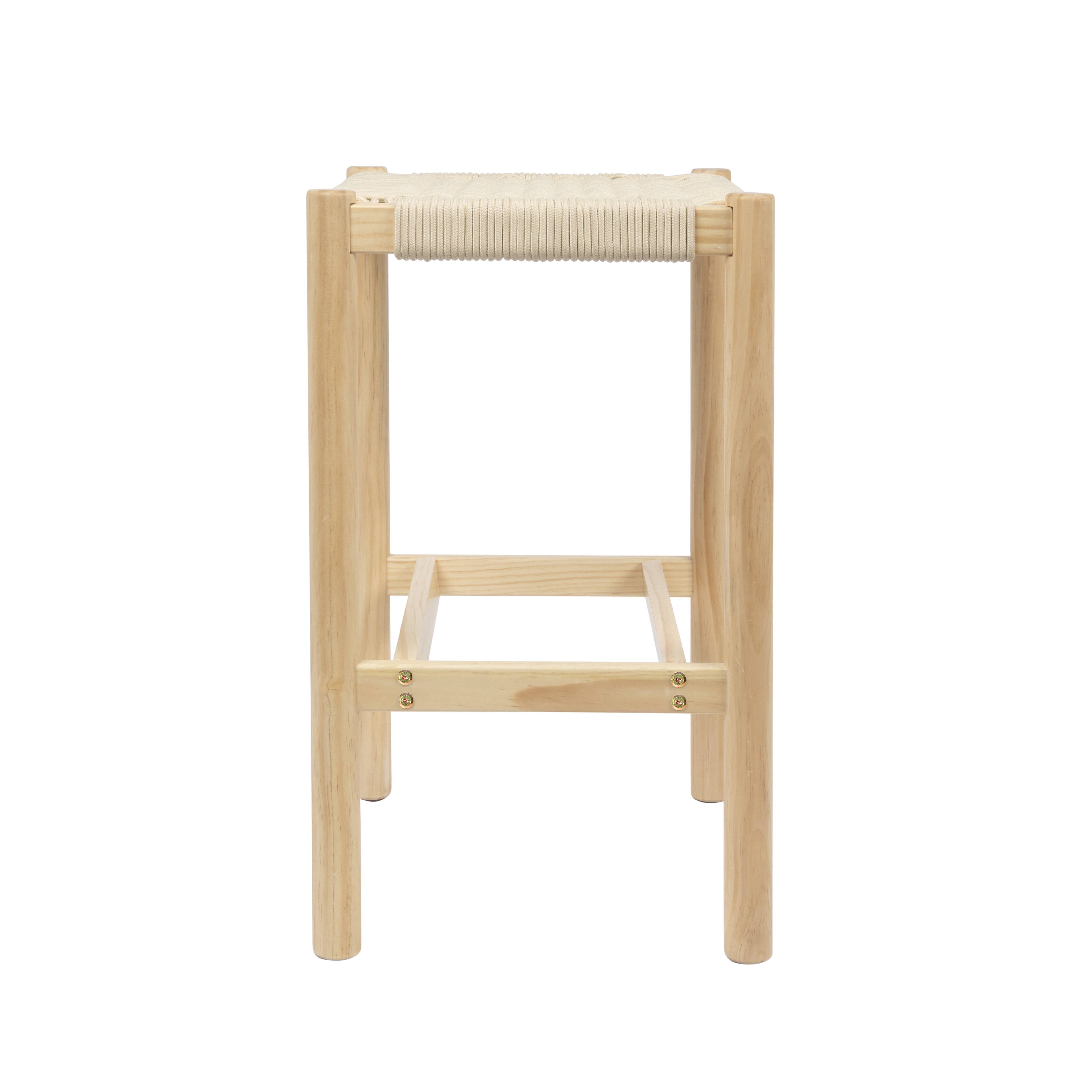 Hello Honey&#xAE; Fernway 25&#x22; Solid Wood and Woven Rope Counter Height Stool