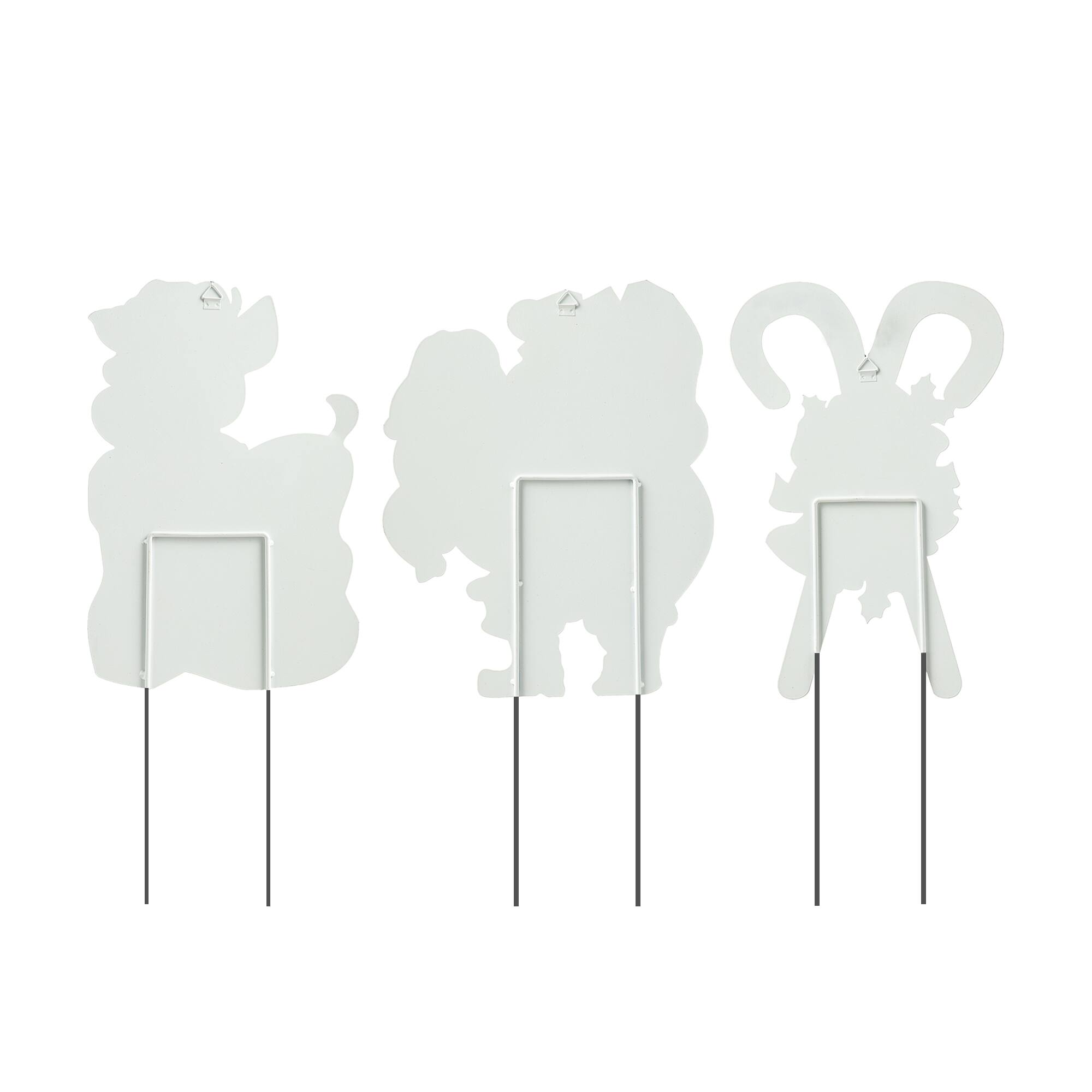 Glitzhome® 24" Metal Glitter Santa, Reindeer & Candy Cane Yard Stake Set